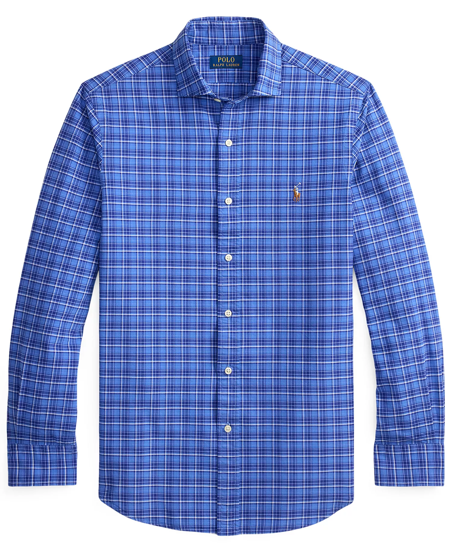 Men's Custom-Fit Plaid Oxford Shirt - Blue Multi - 2XL