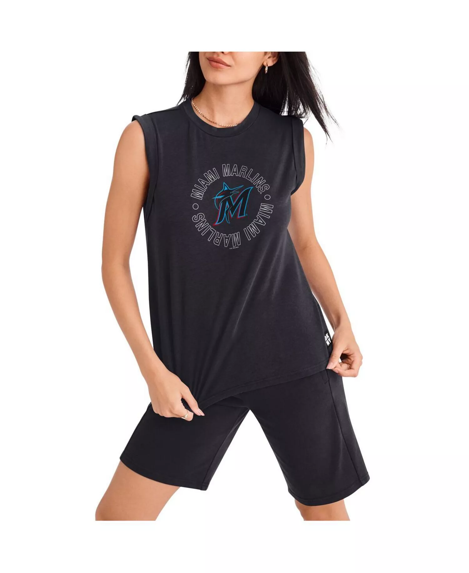 Women's Black Miami Marlins Madison Tri-Blend Tank Top - Black - L