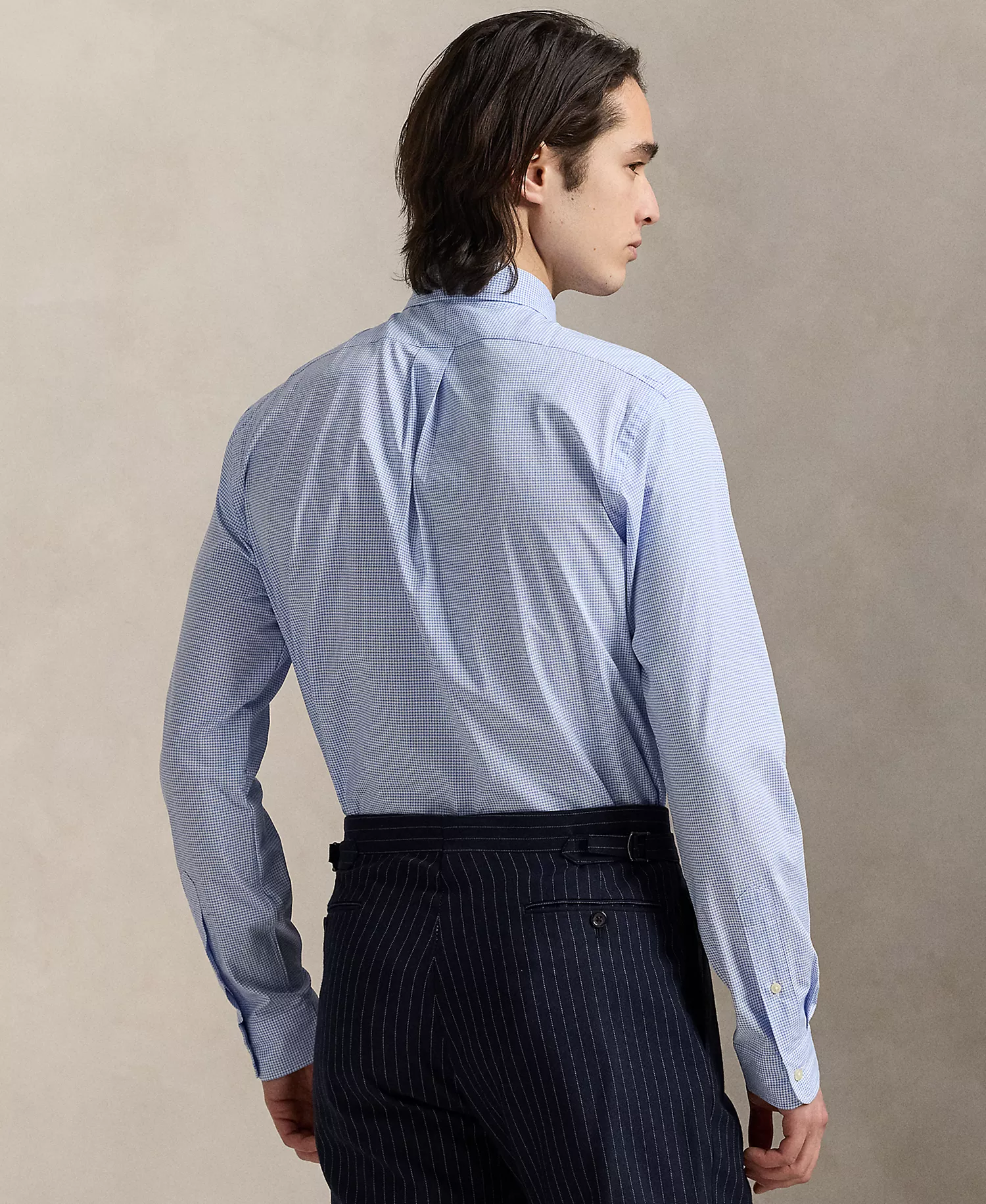 Men's Classic-Fit Gingham Stretch Poplin Shirt - Blue Fairway Houndstooth - 2XL