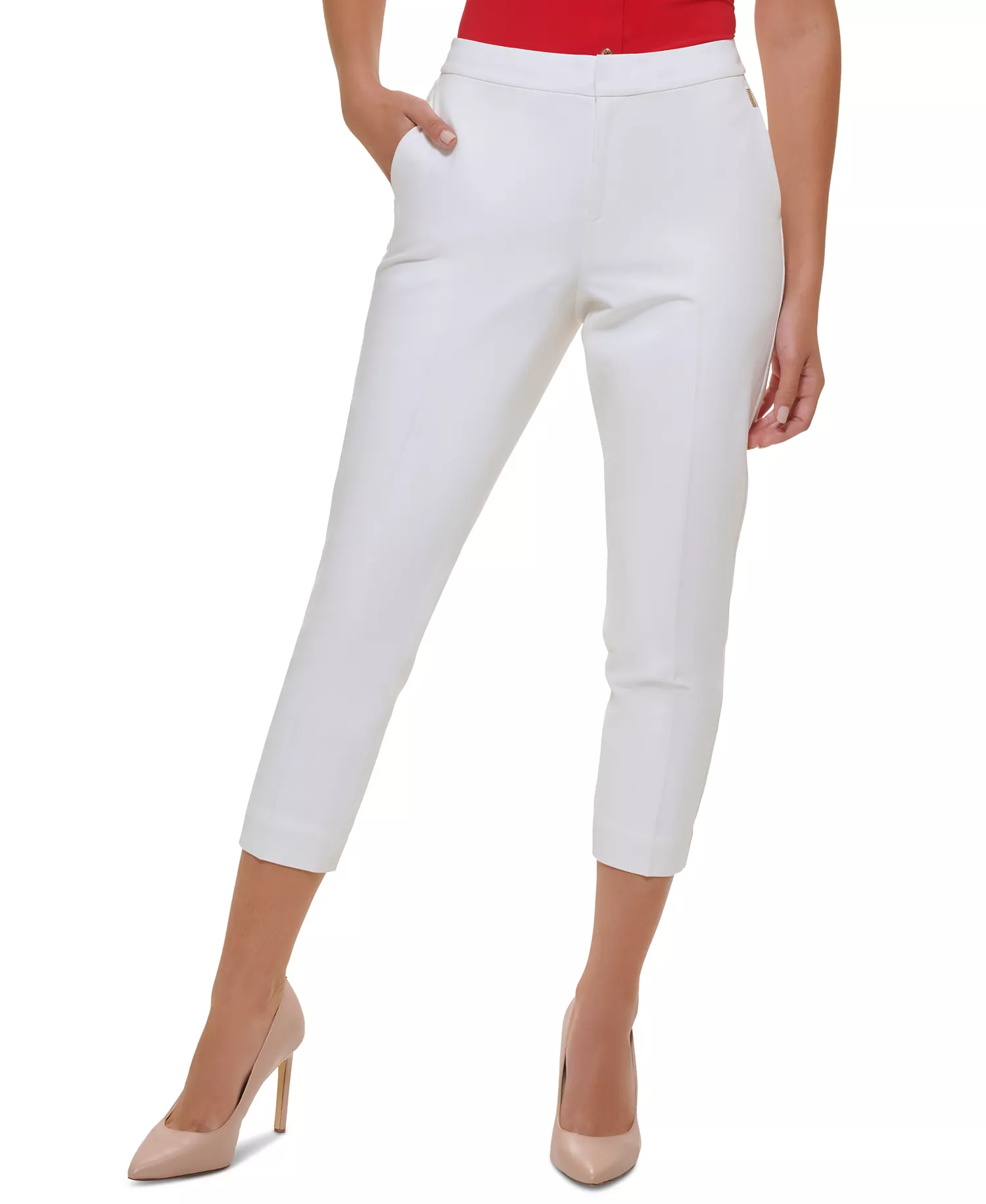 Women's Cropped Elastic-Back Sloane Ankle Pants - Ivory - 10