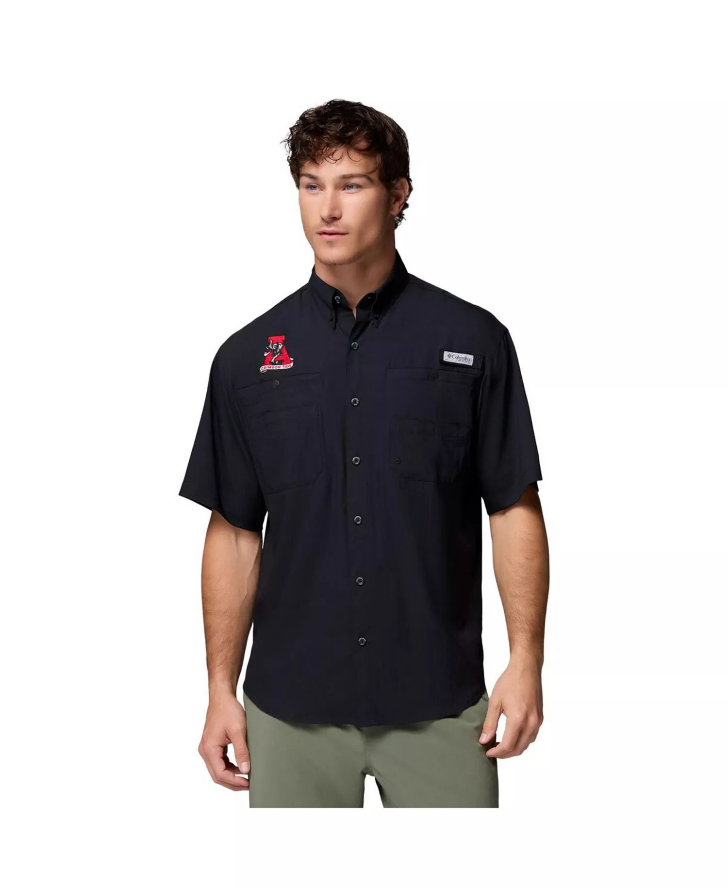Men's Black Alabama Crimson Tide Tamiami Omni-Shade Button-Down Shirt - Black - L
