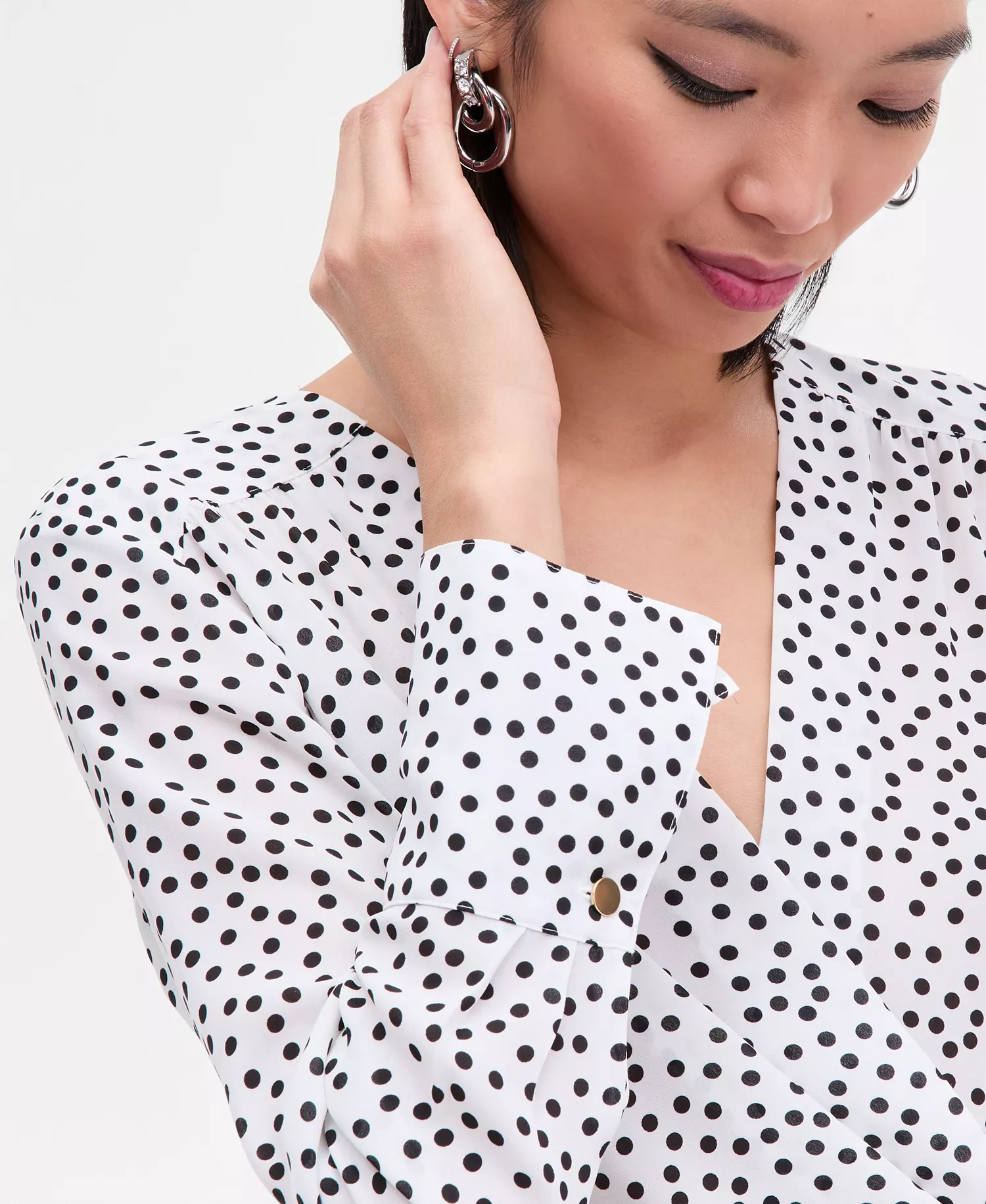 Women's Printed Surplice High-Low Blouse, Macy's Exclusive  - Lilia Dots - L