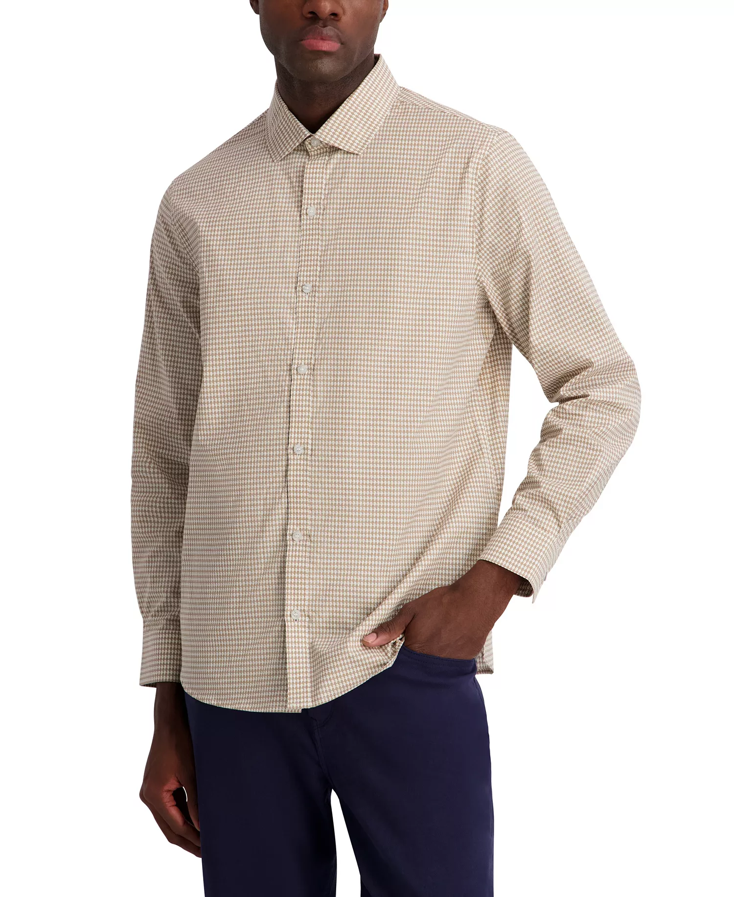 Men's Core Long-Sleeve Button-Down Shirt - Beige - 2XL