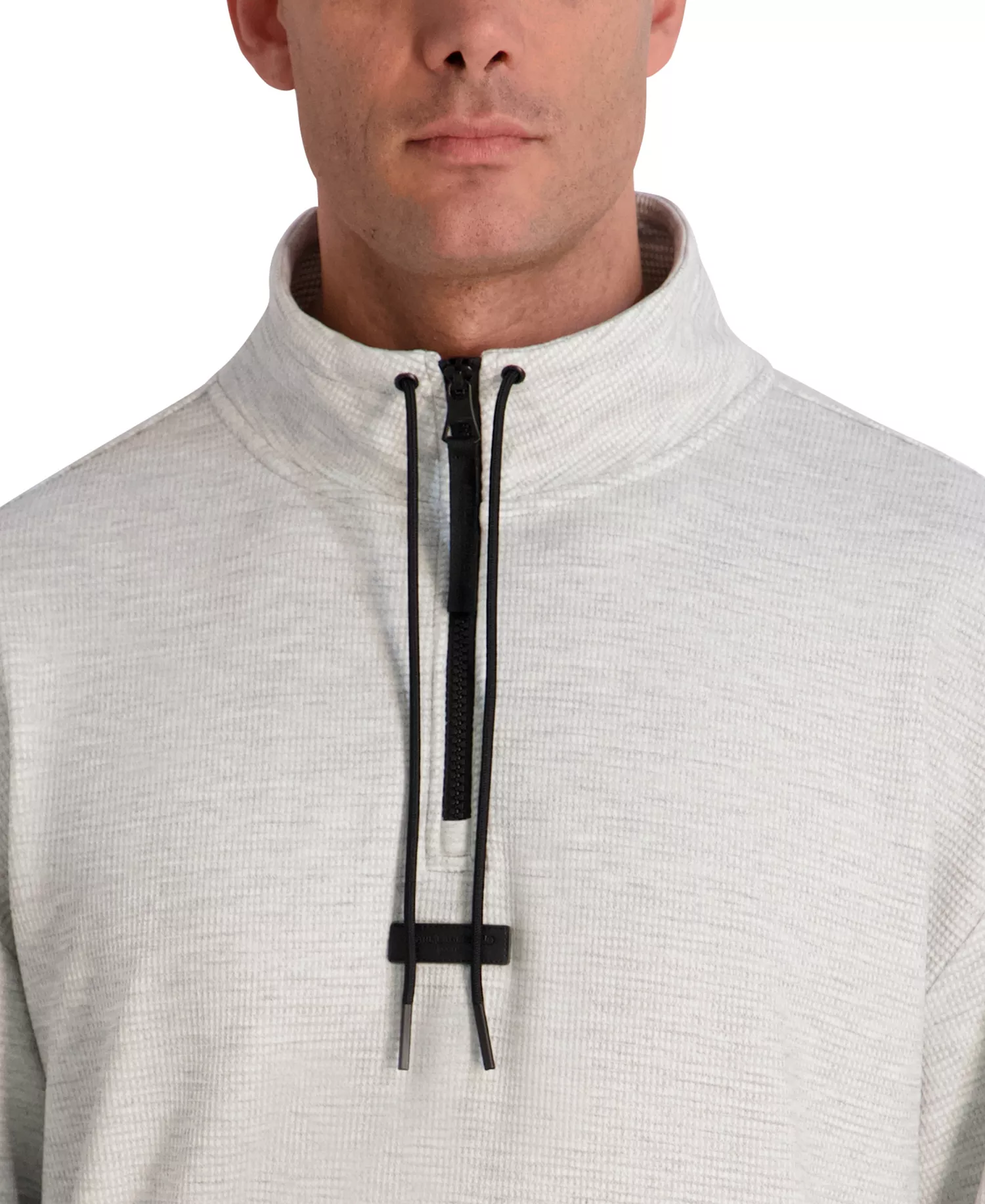 Men's Mock-Neck Waffle Textured Fleece Jacket - Gray - 2XL