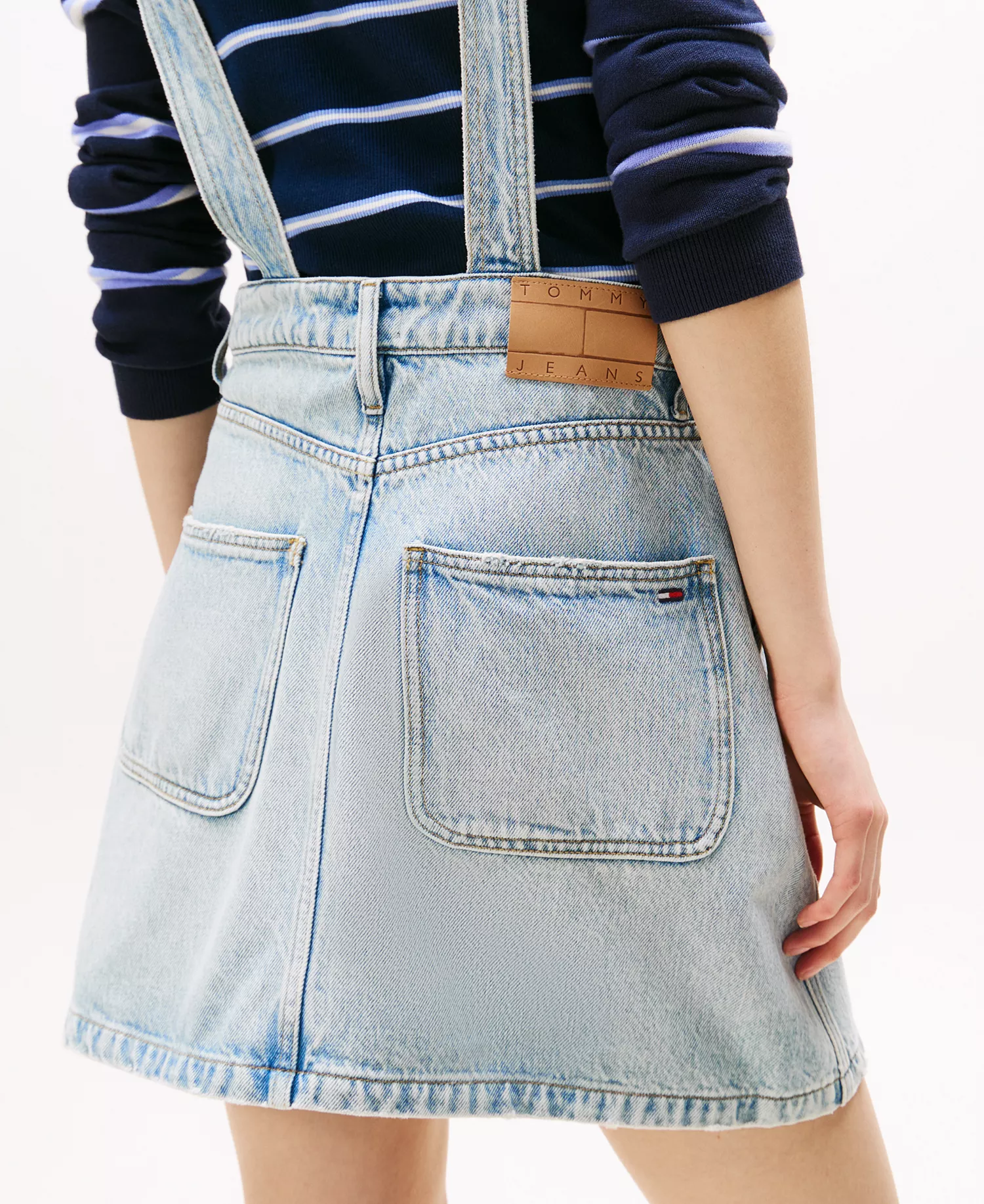 Women's Cotton Denim Dungaree Dress - Denim Light - L