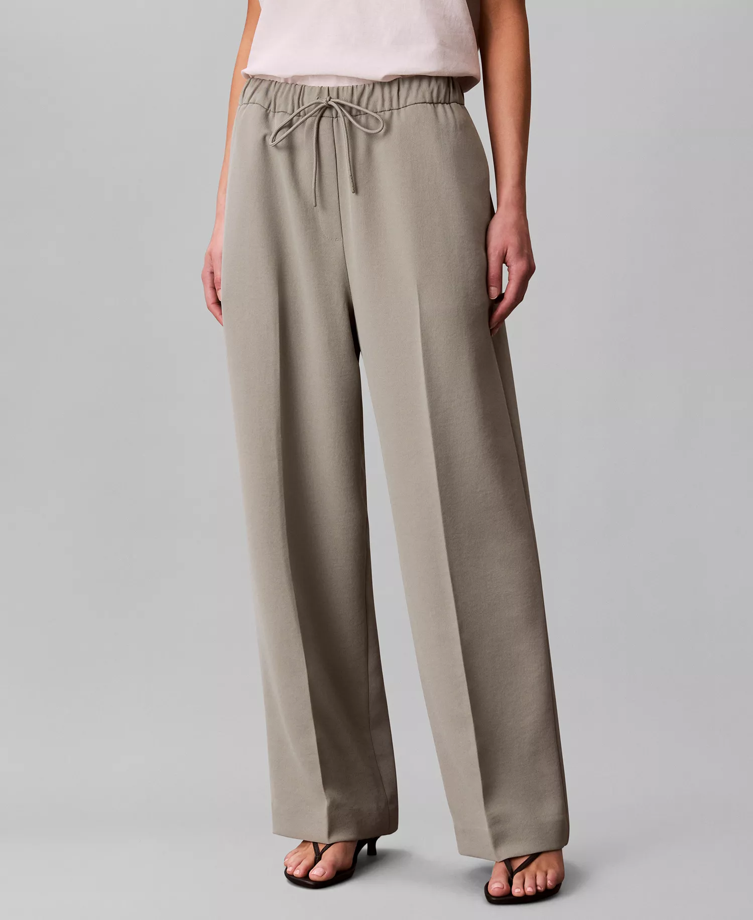 Women's Casual Straight Twill Pants - Shadow - L
