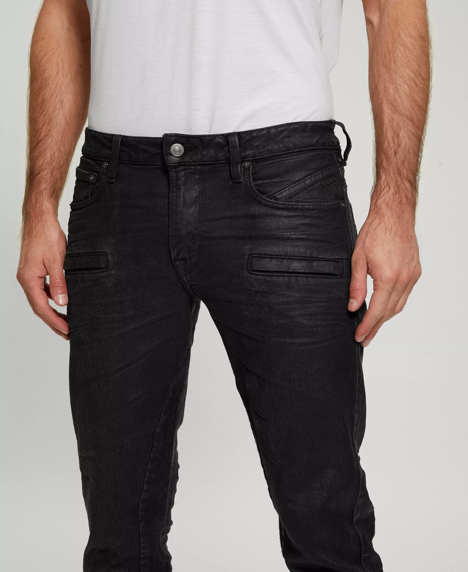 Men's Coated Denim Slim Tapered Zip Jeans - Isotope Black - 31x32