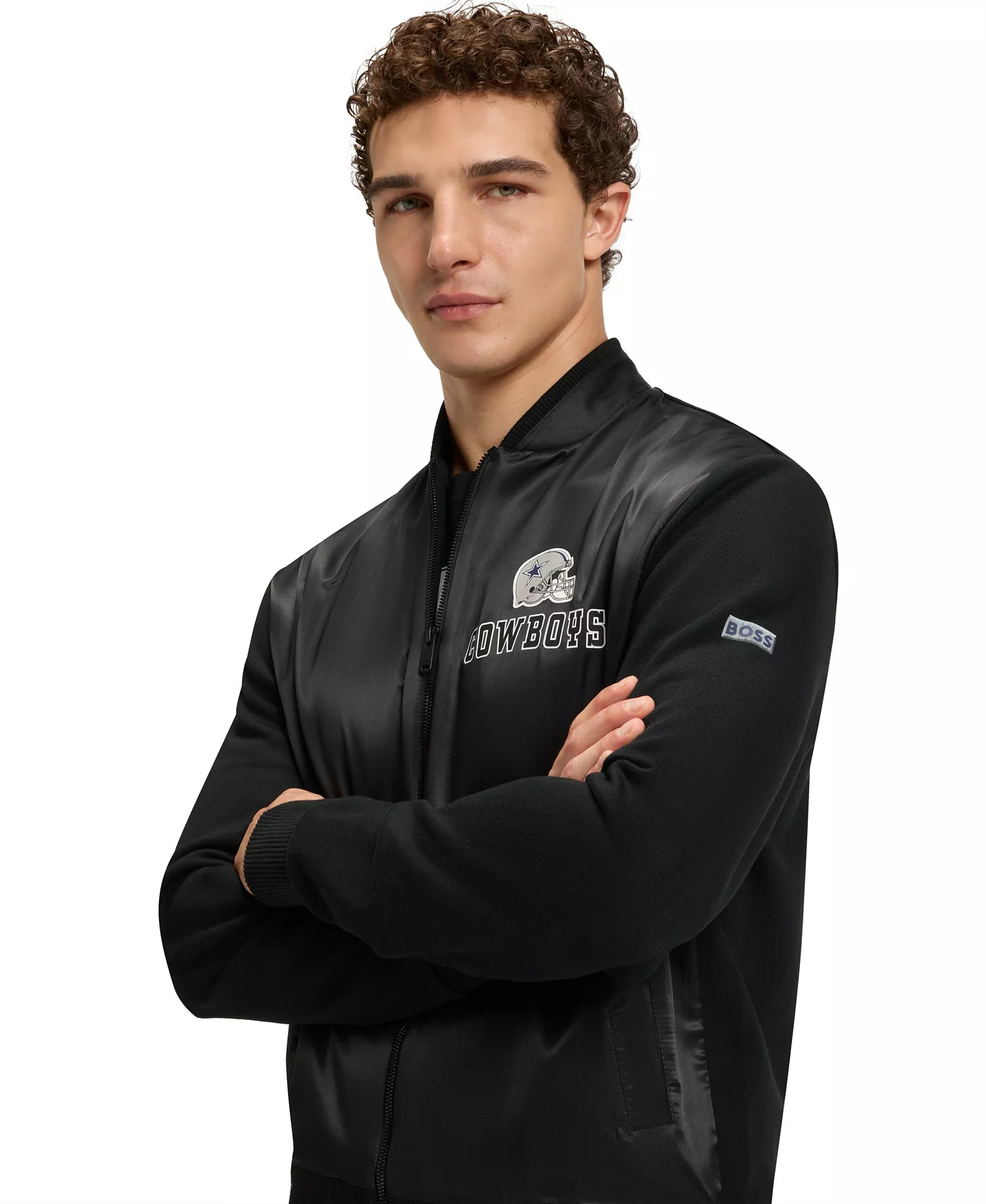 BOSS x DALLAS COWBOYS Helmet Graphic Bomber Jacket - Black - M