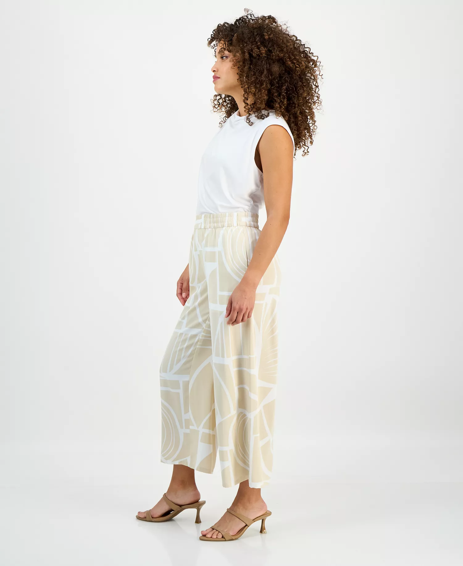 Petite Printed Cropped Pull-On Pants, Macy's Exclusive - Fae Geo Ne - P/L - Petite