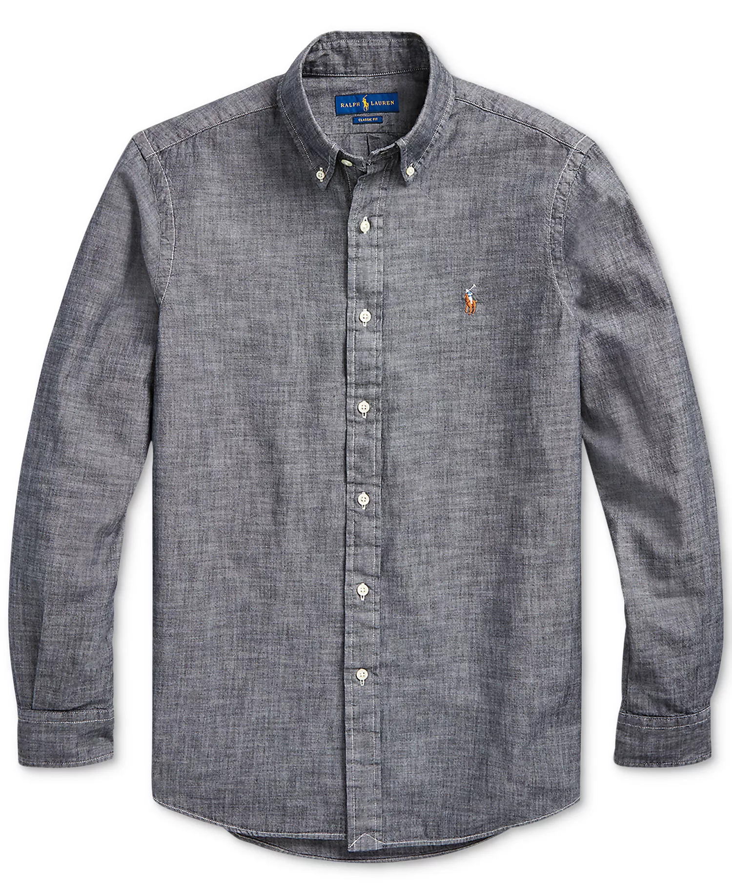 Men's Classic-Fit Indigo Chambray Shirt - Light Grey - 2XL