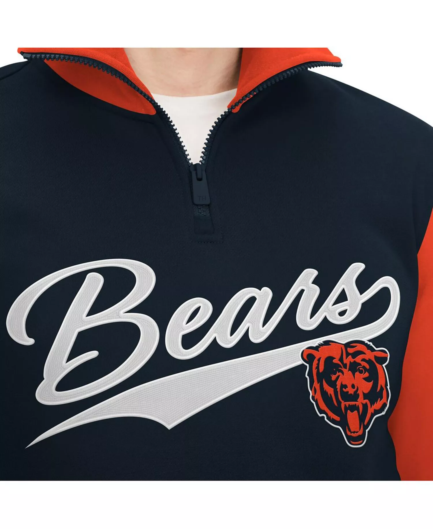 Men's Navy, Orange Chicago Bears Aiden Quarter-Zip Top - Navy, Orange - S