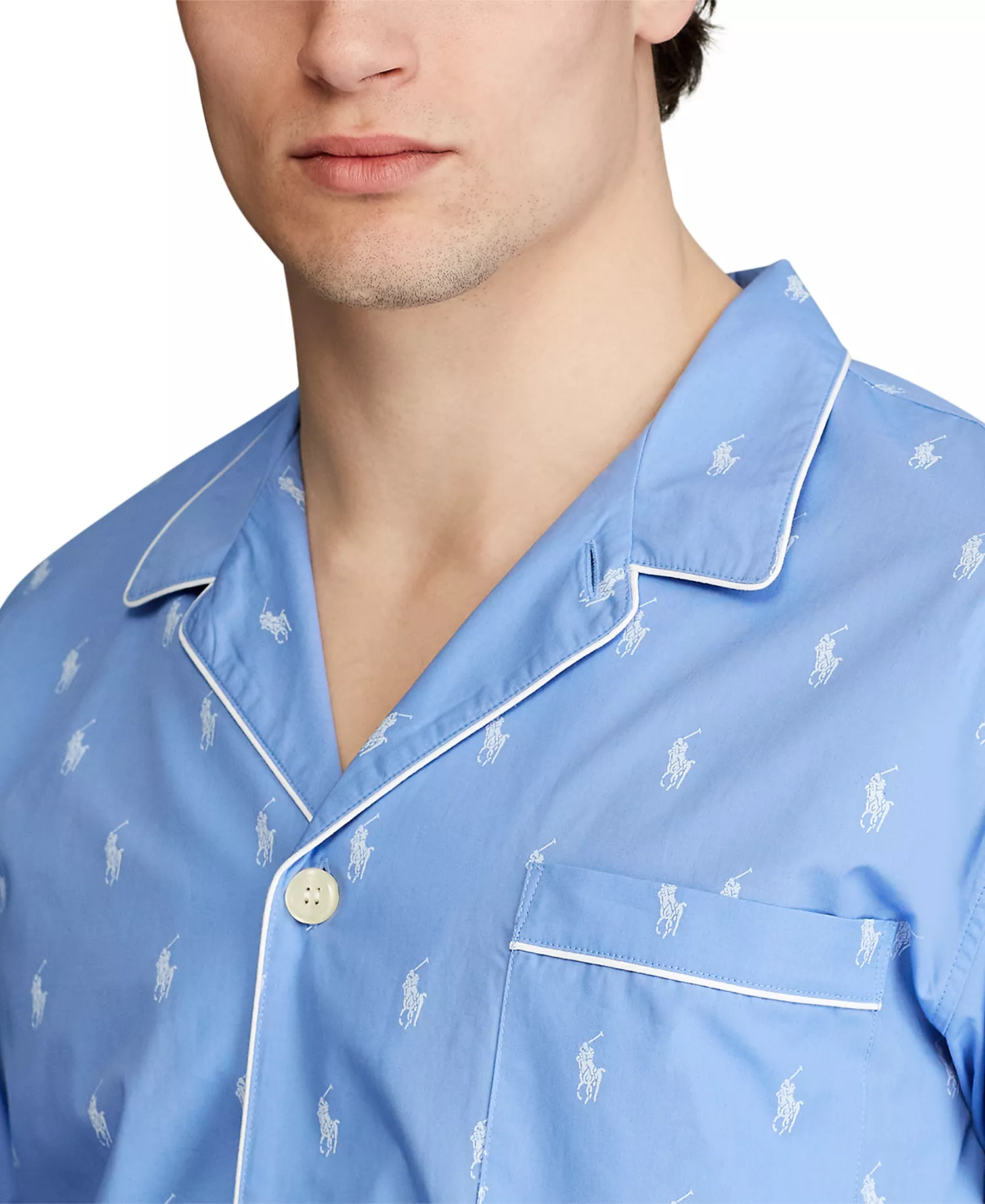 Men's All Over Polo Player Pajama Shirt - Beach Blue - L
