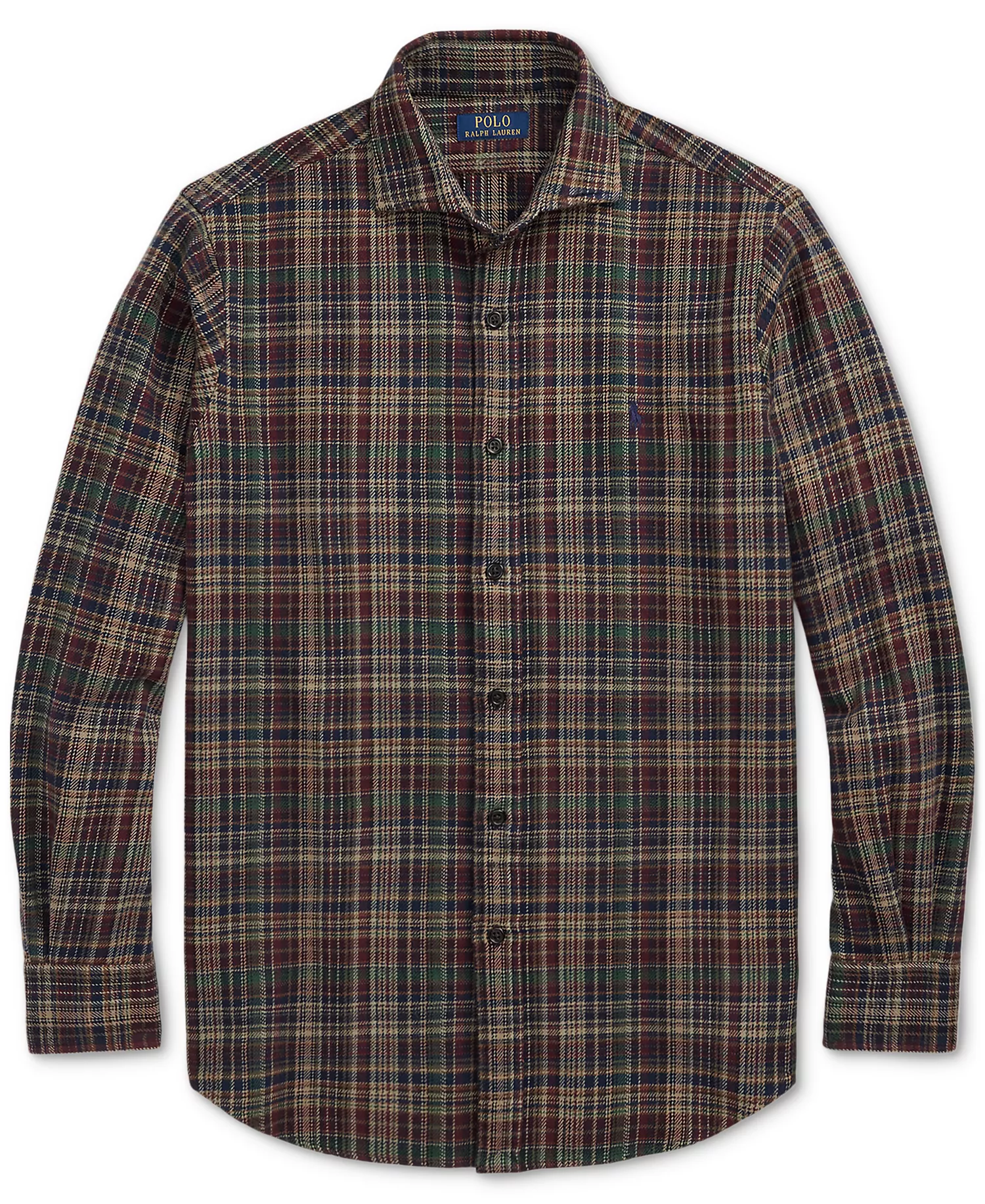 Men's Classic-Fit Plaid Brushed Flannel Shirt - Pine Navy Multi - S