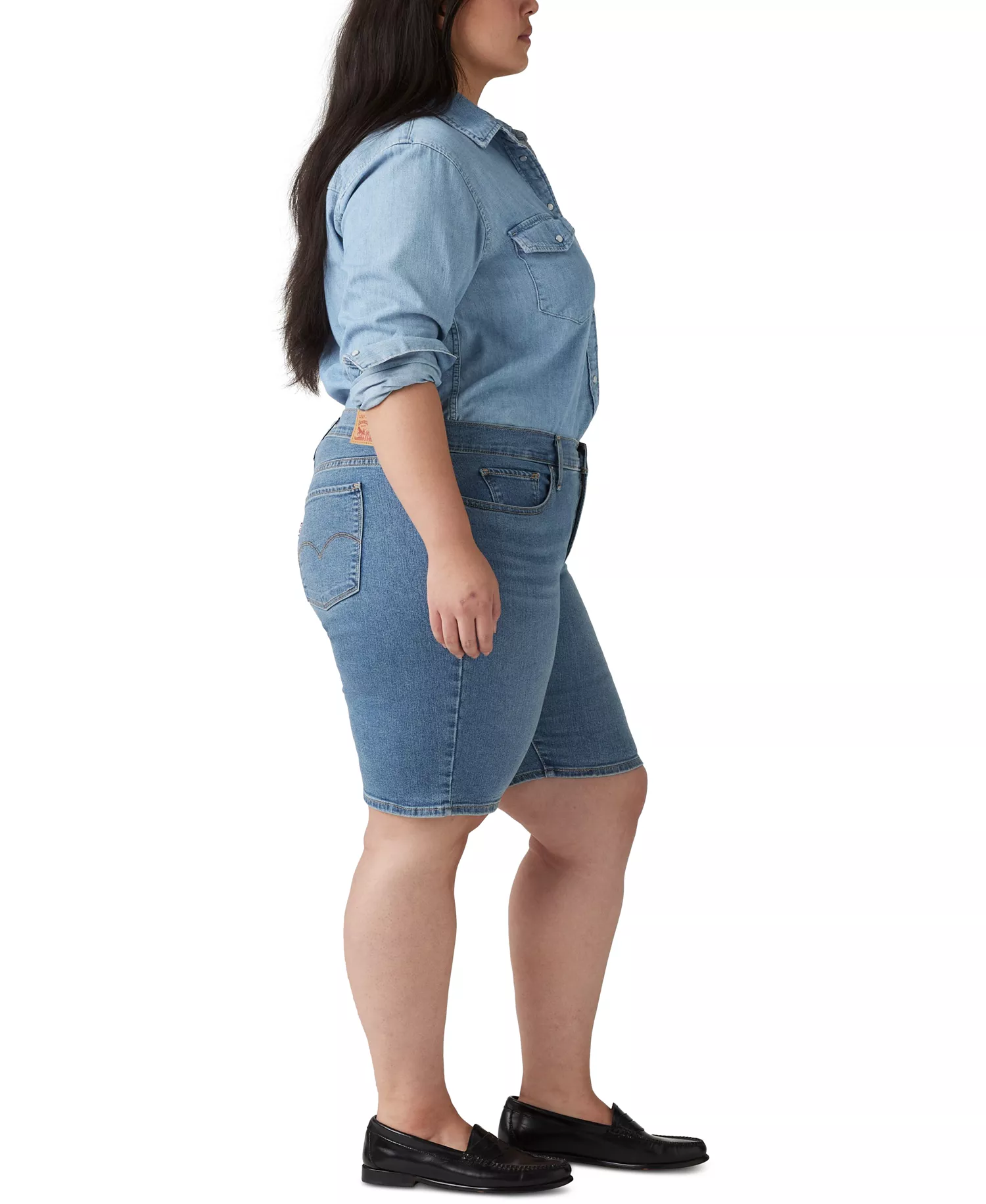 Plus Size Mid-Rise Shaping Bermuda Shorts - Camp Denim - 16W