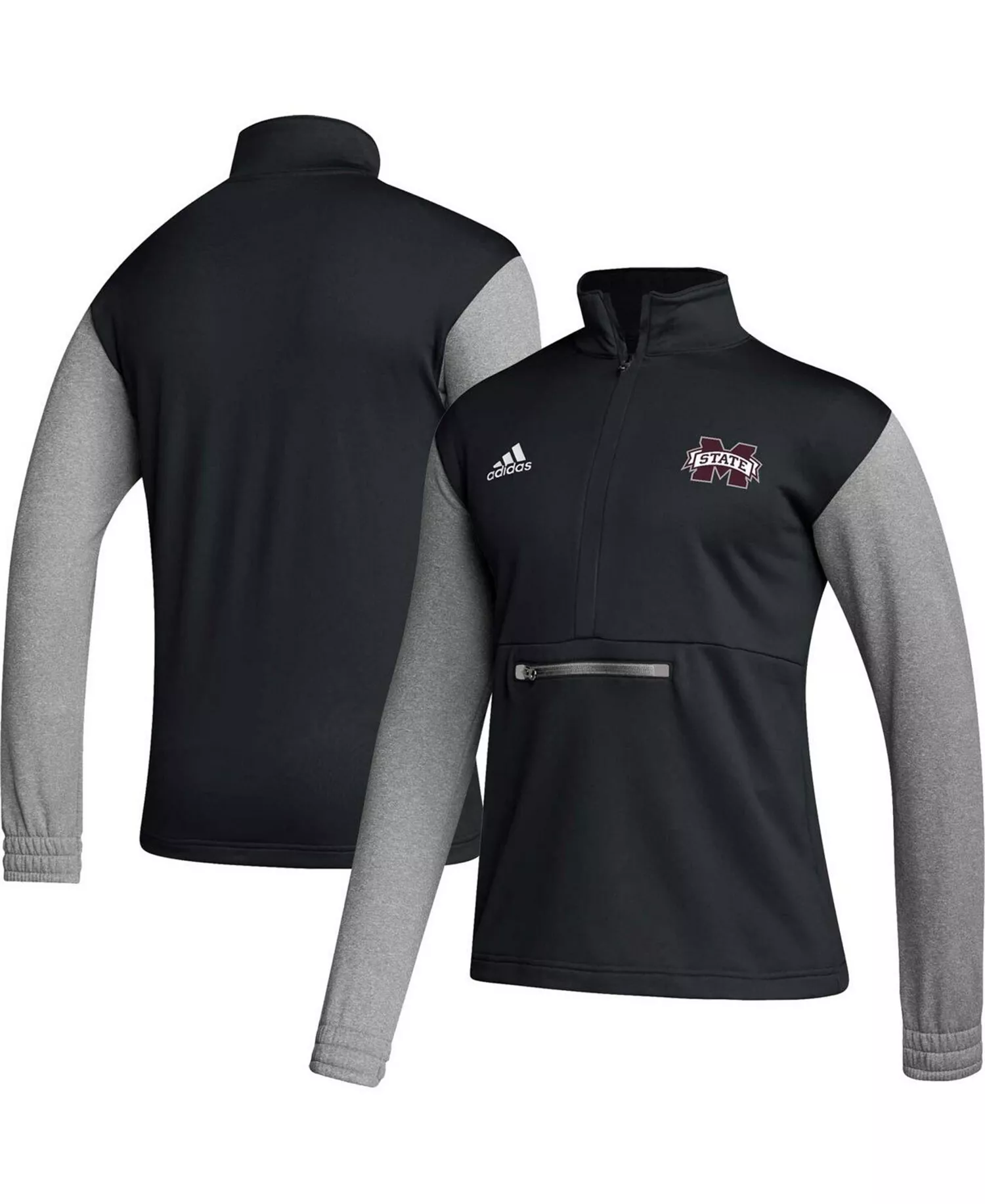 Men's Black Mississippi State Bulldogs Sideline AEROREADY Half-Zip Top - Black - 2XL