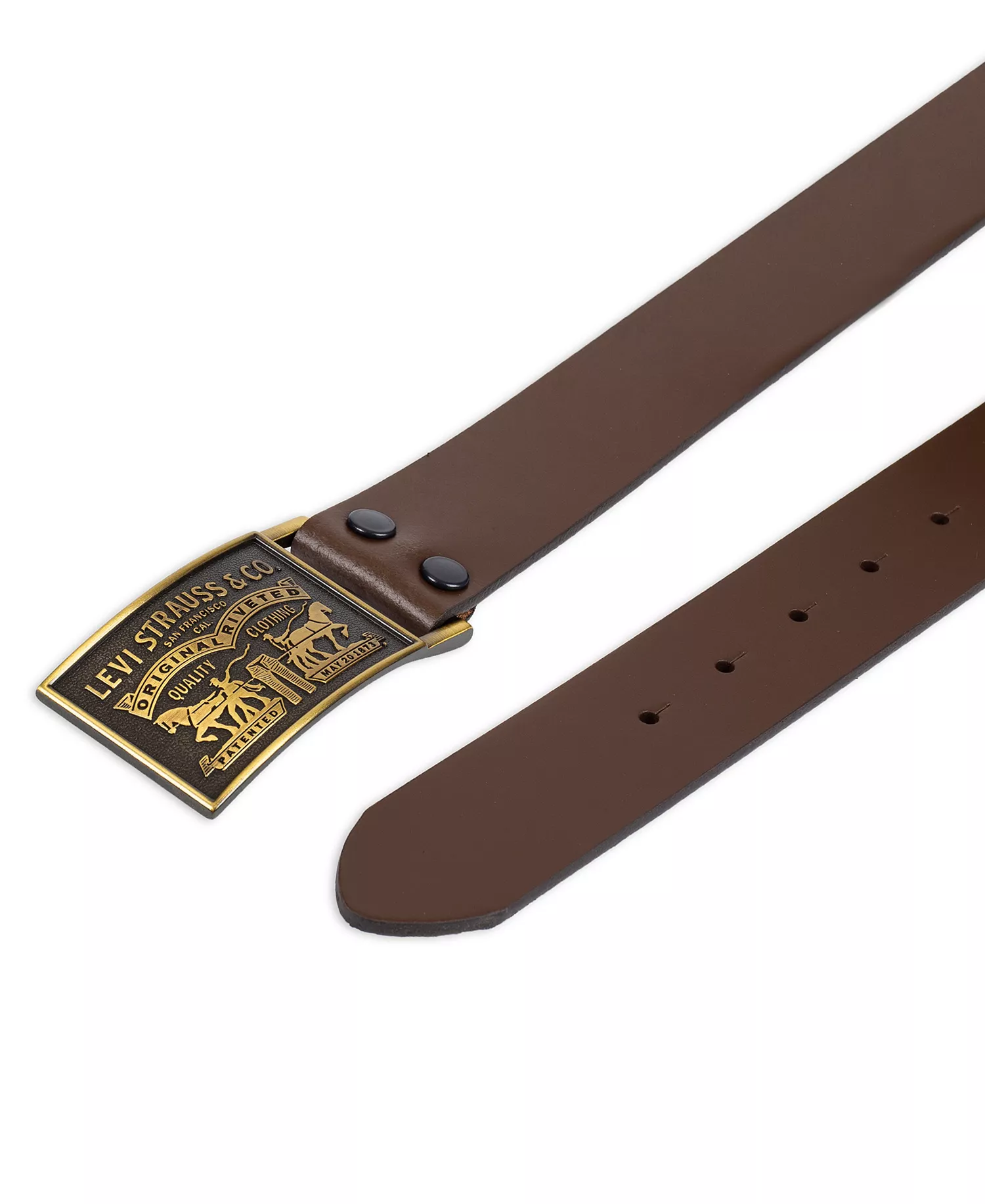 Men's Western Leather Belt with Removable Plaque Buckle - Brown - L (38-40)