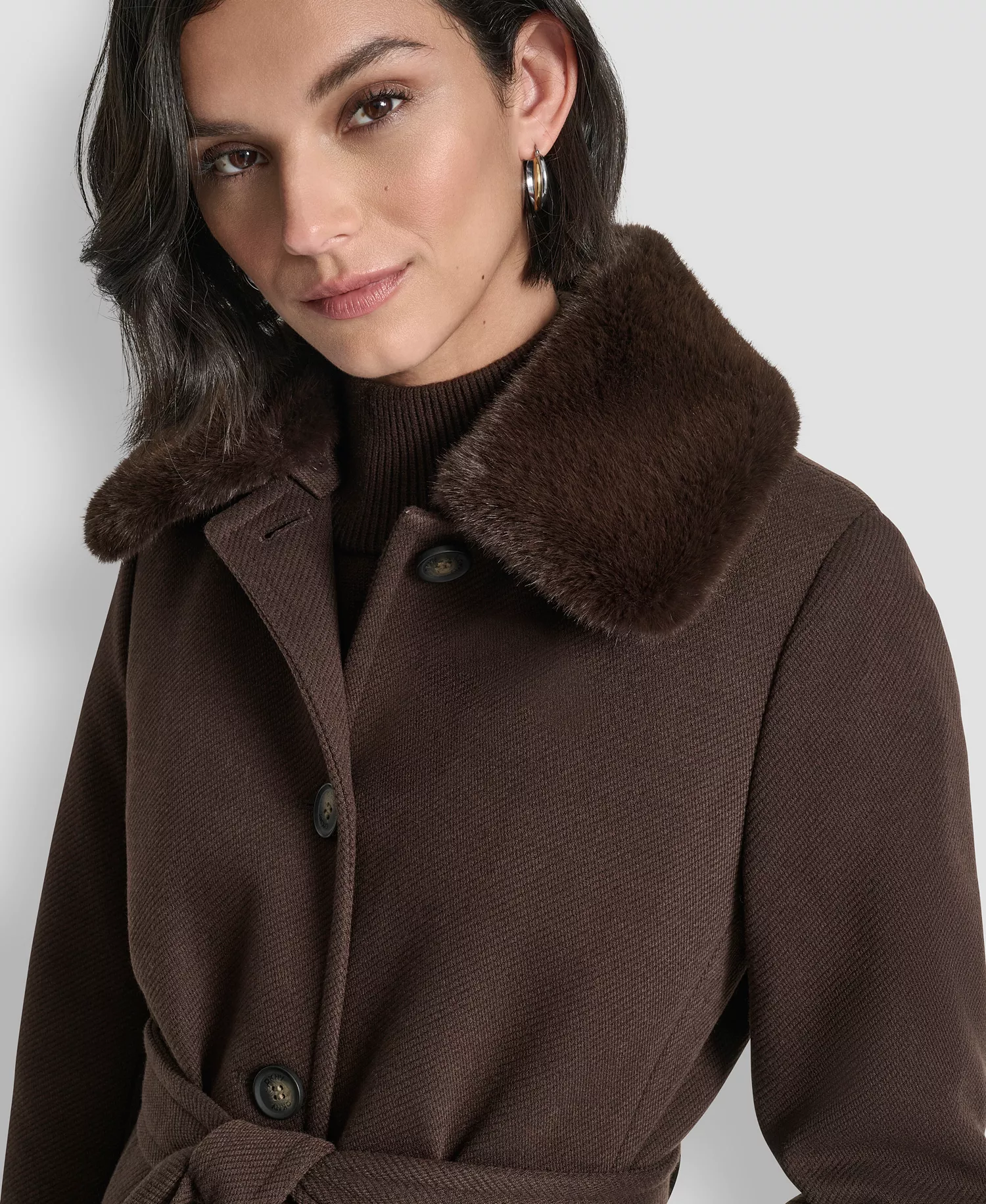 Women's Single-Breasted Pillow Collar Coat - Bitter - L