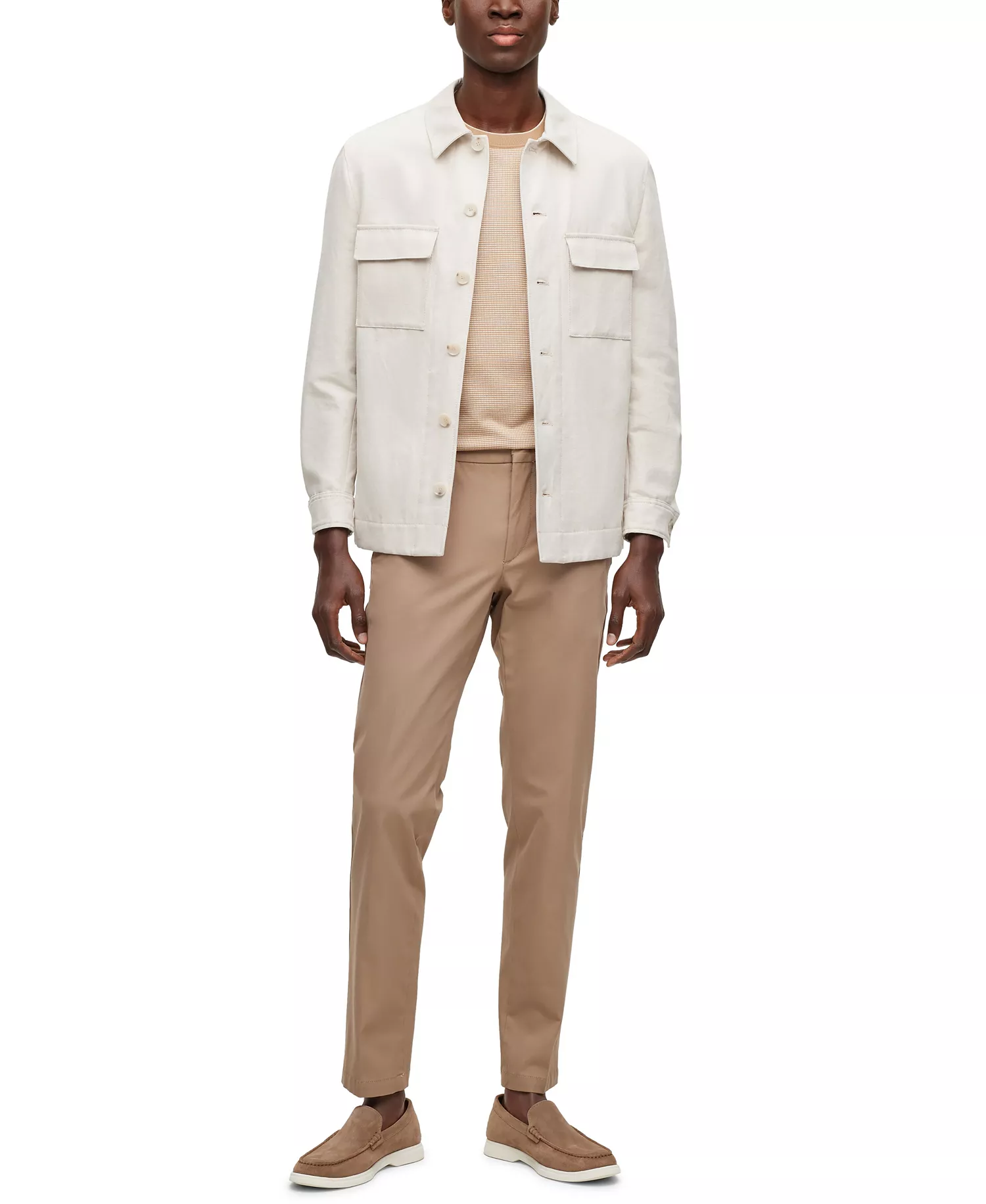 Men's Stretch Slim-Fit Trousers - Open Beige - 28R