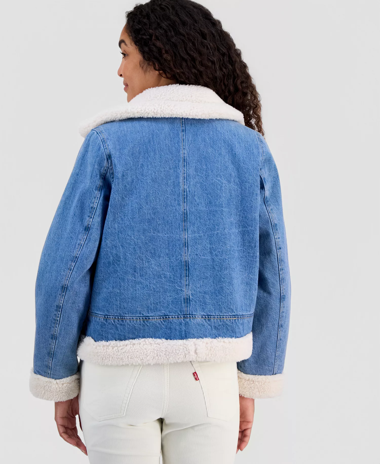 Women's Denim Moto Zipper Jacket - Medium Wash Denim - L