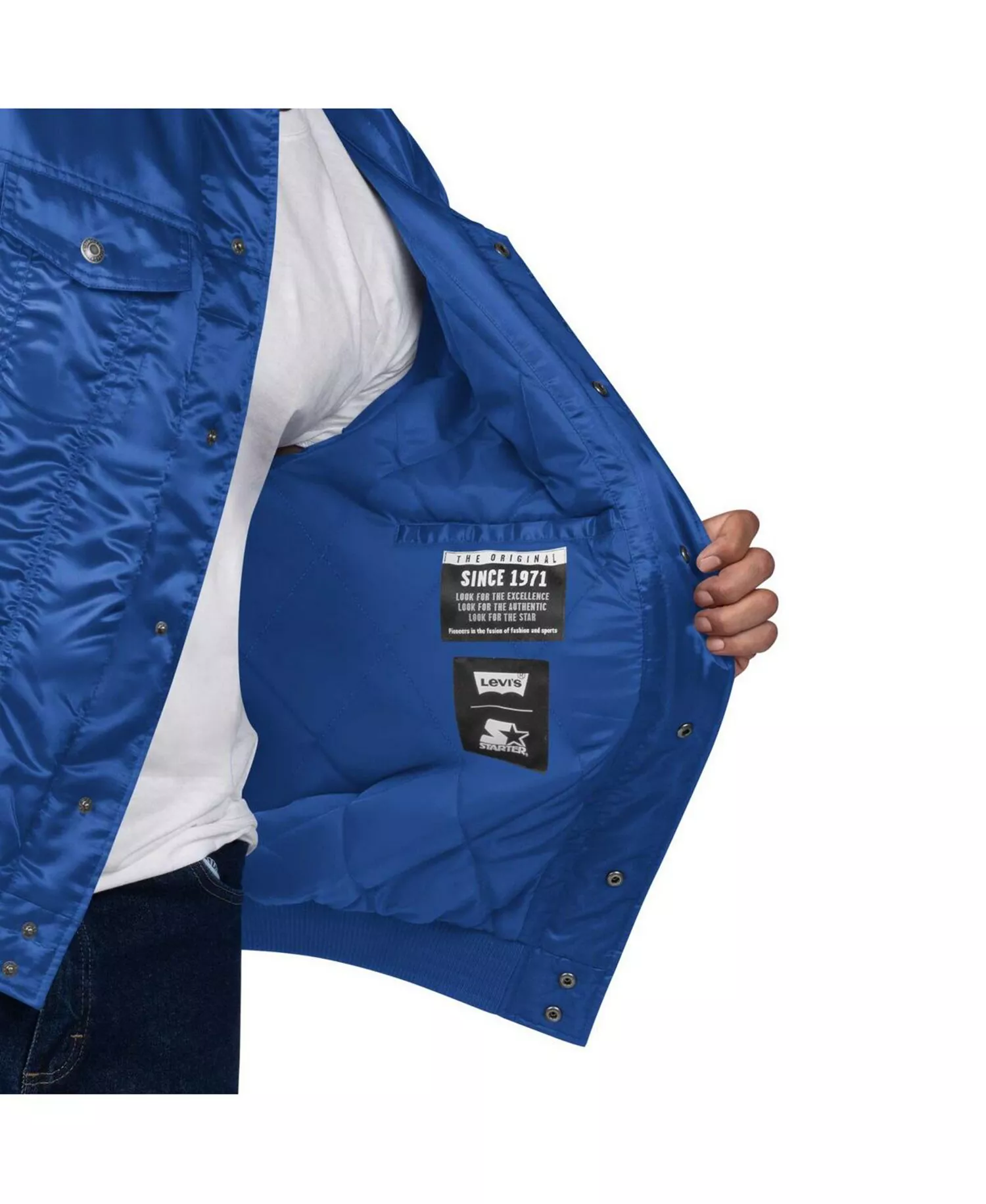 Men's Royal Chicago Cubs Silver Tab Satin Full-Snap Trucker Jacket - Royal - XL