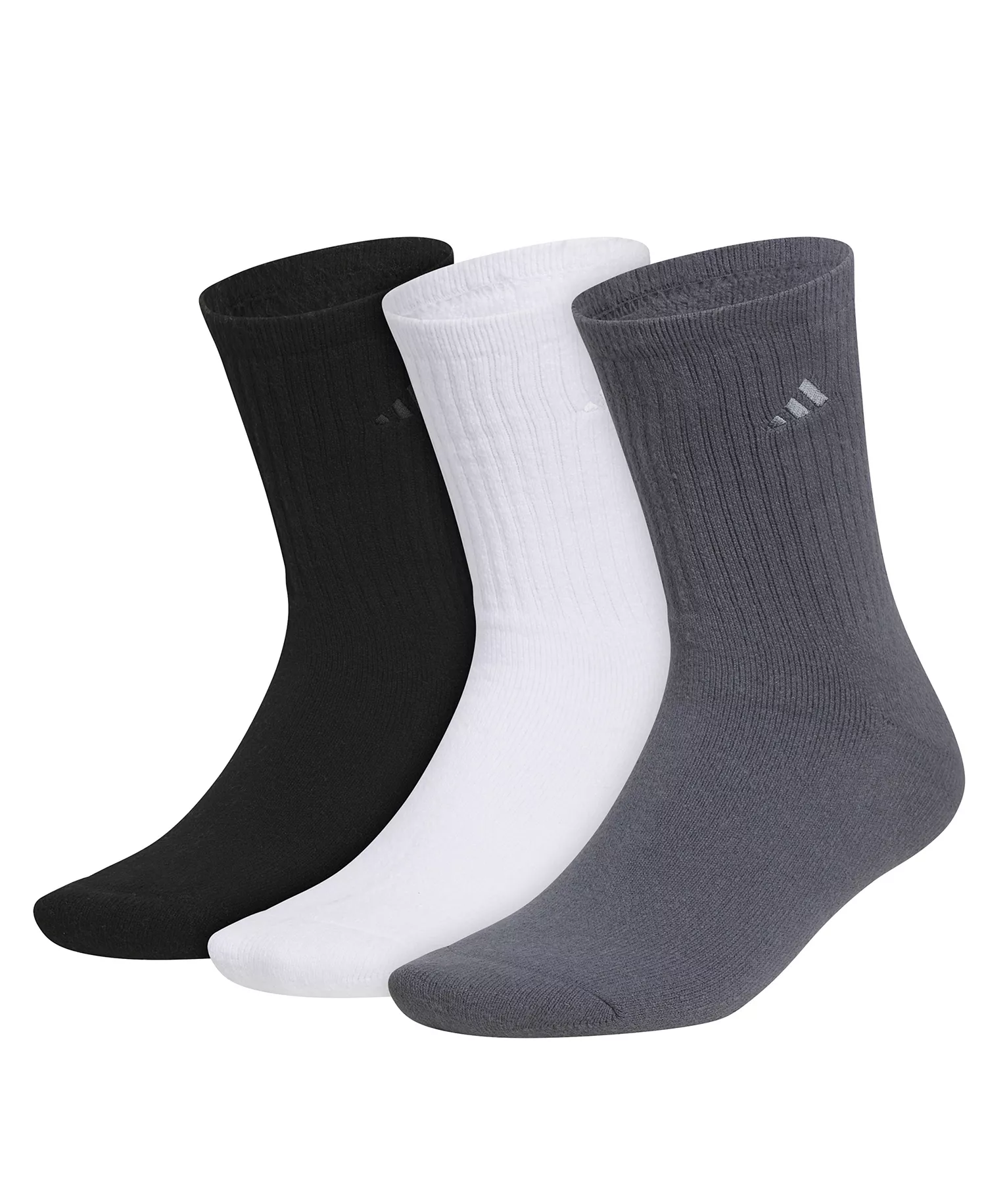 Men's Cushioned Comfort Crew Socks, 3-Pack - Black/White/Onix gray - 6-12