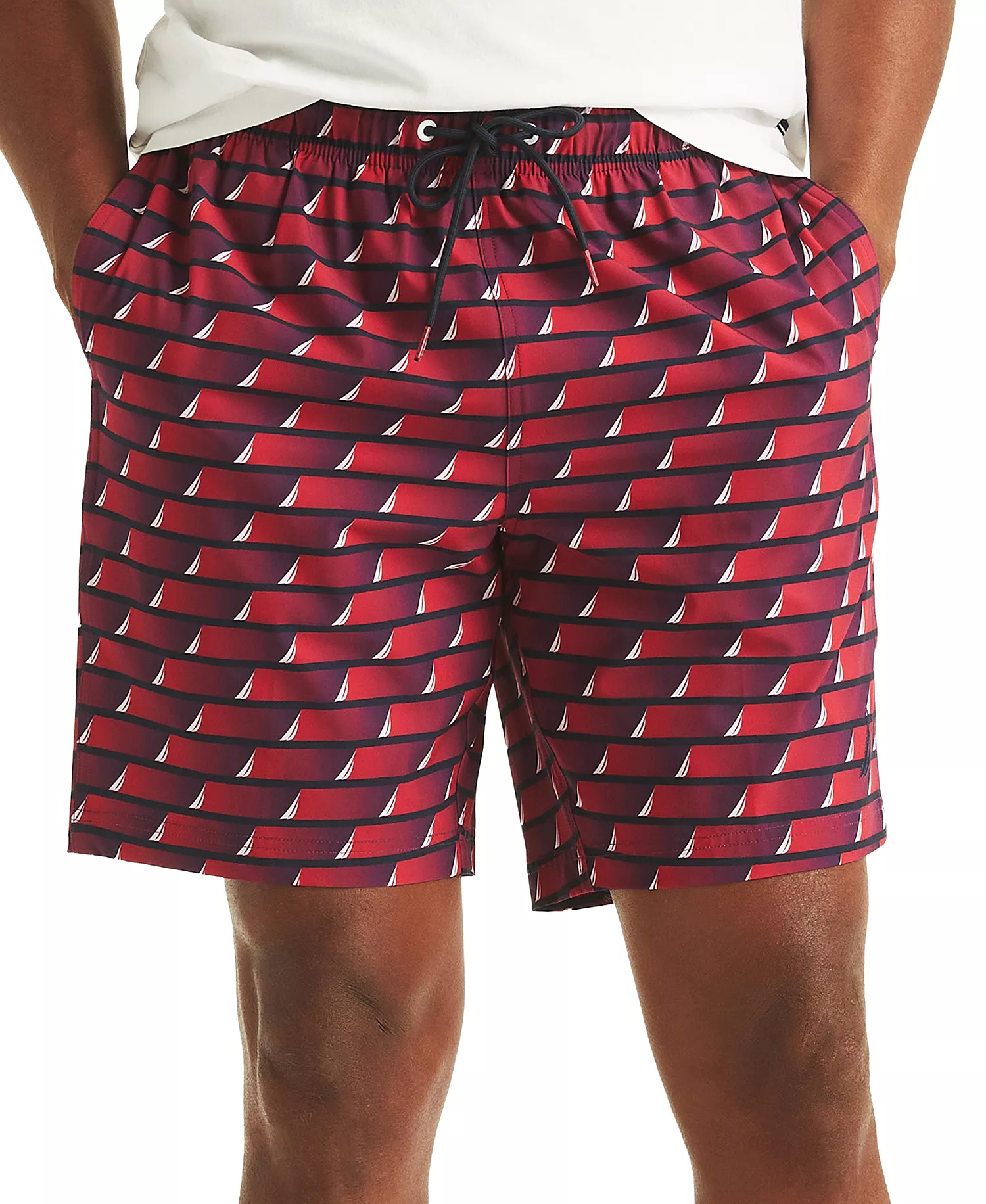 Men's Printed Drawstring Quick Dry 6" Swim Trunks - Nautical Red - 2XL