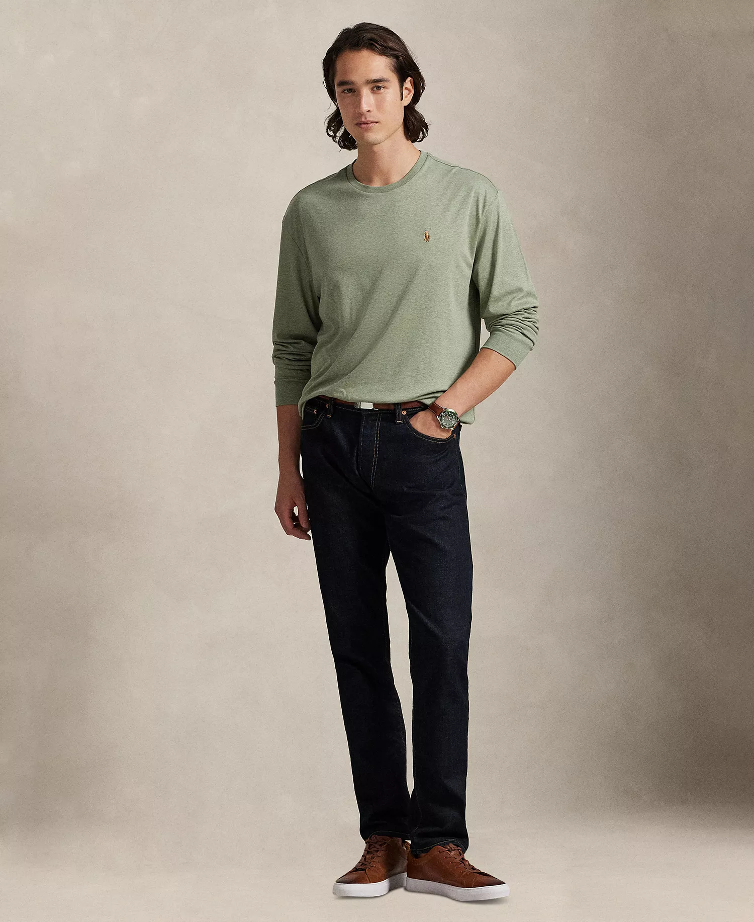 Men's Classic-Fit Soft Cotton Crewneck T-Shirt - Greenery Heather - 2XL