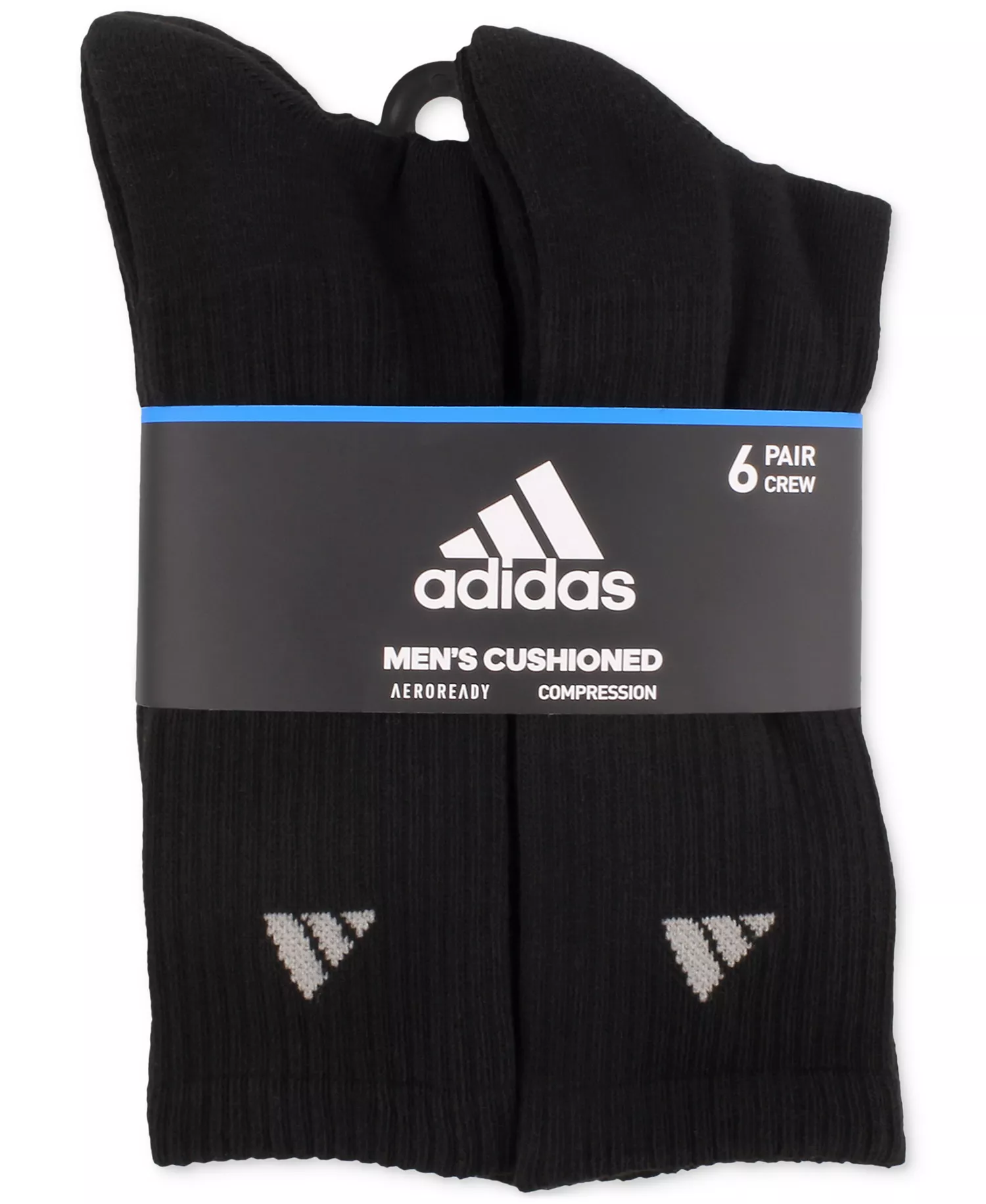 Men's Cushioned Athletic 6-Pack Crew Socks - Black - L (W 10-13 / M 8-12)
