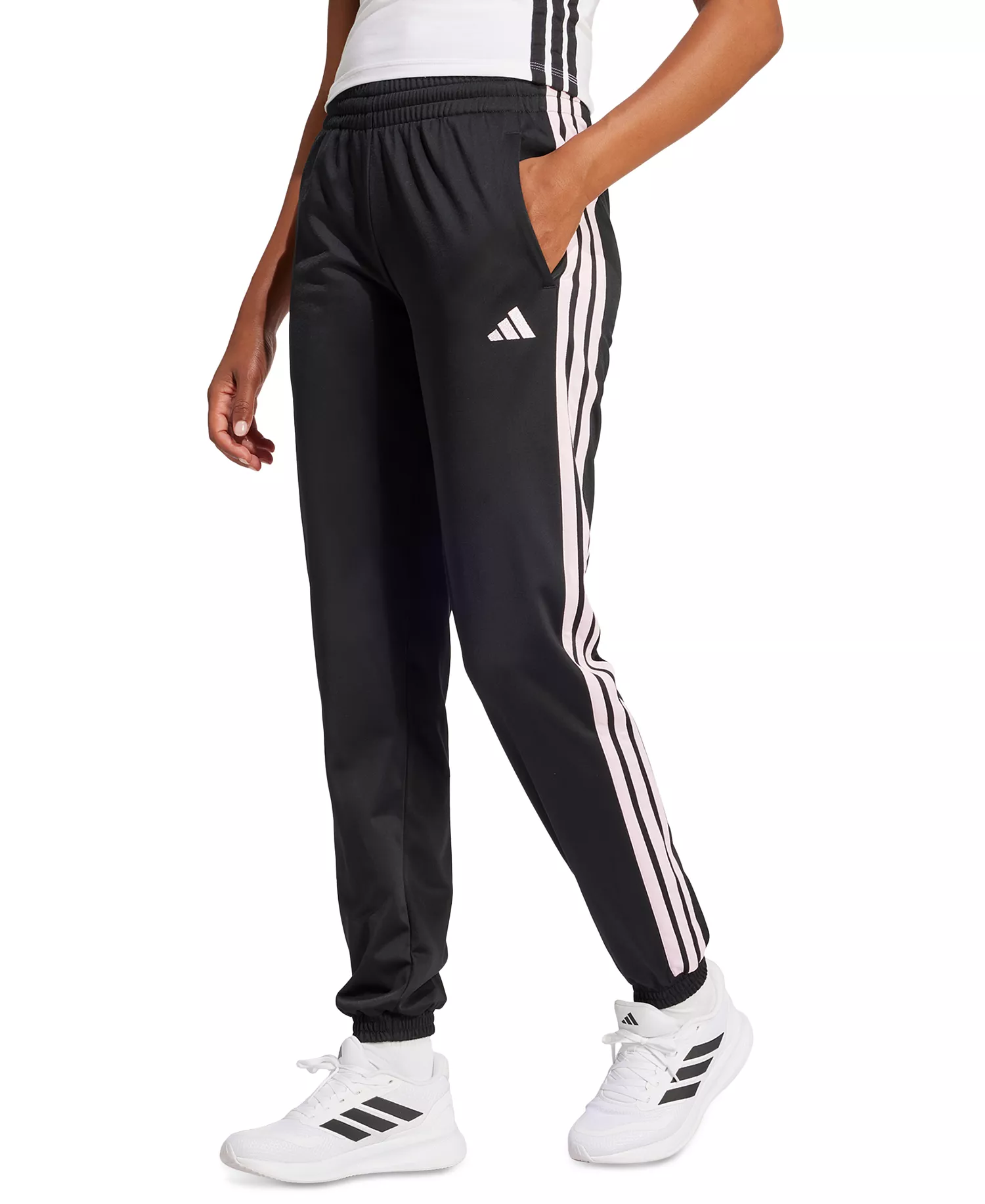 Women's Tricot 3-Stripes Track Pants - Black/Clear Pink - 2XL
