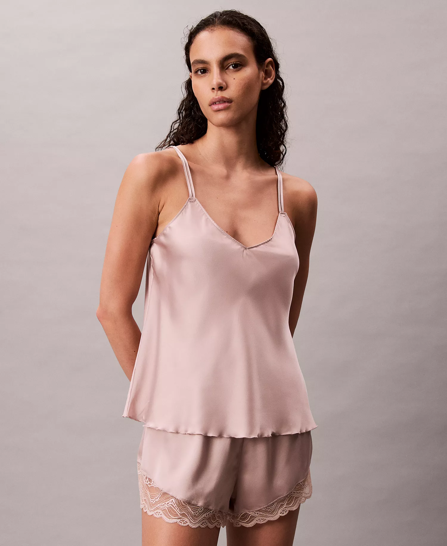Women's Satin Camisole and Lace Shorts Sold Seperates - Cedar - L