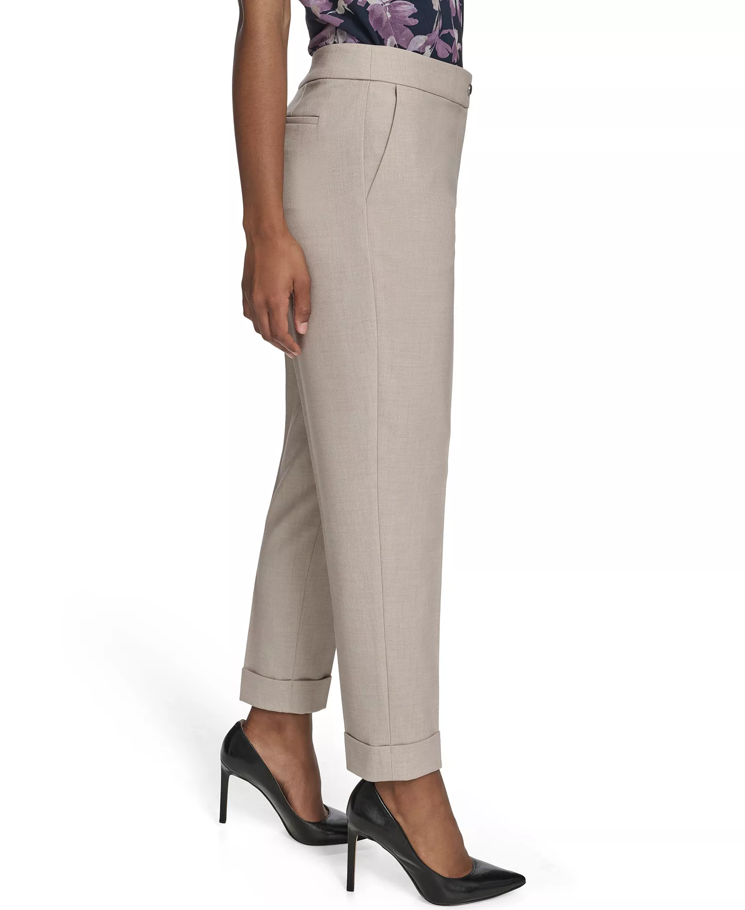 Women's Slim Leg Rolled Cuff Pants - Oyster Multi - 0