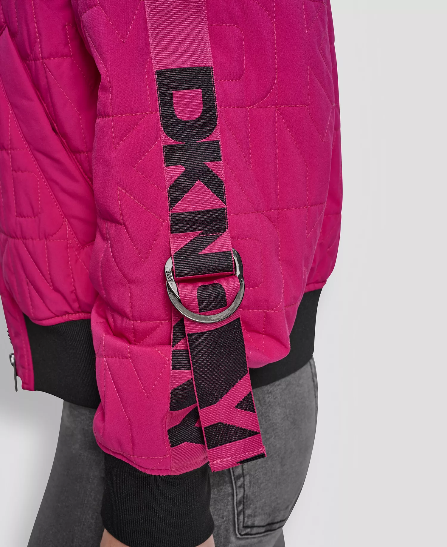 Women's Collar Zip-Front Quilted Bomber Jacket - Fuchsia - XS