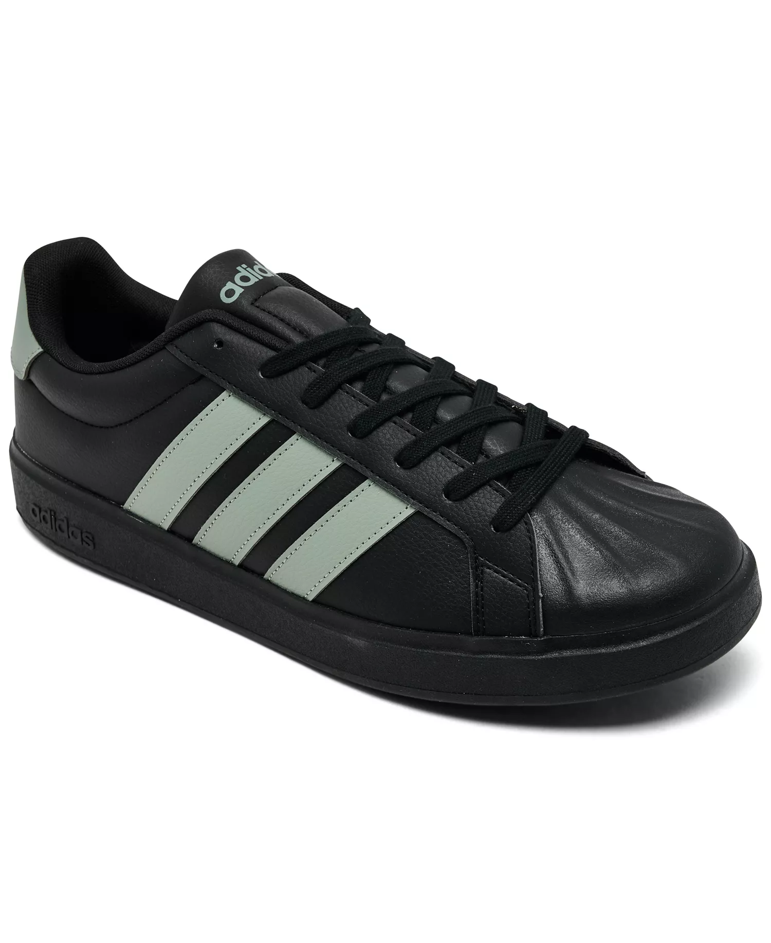 Men's Street Talk Casual Sneakers from Finish Line - Black, Silver Green - 10
