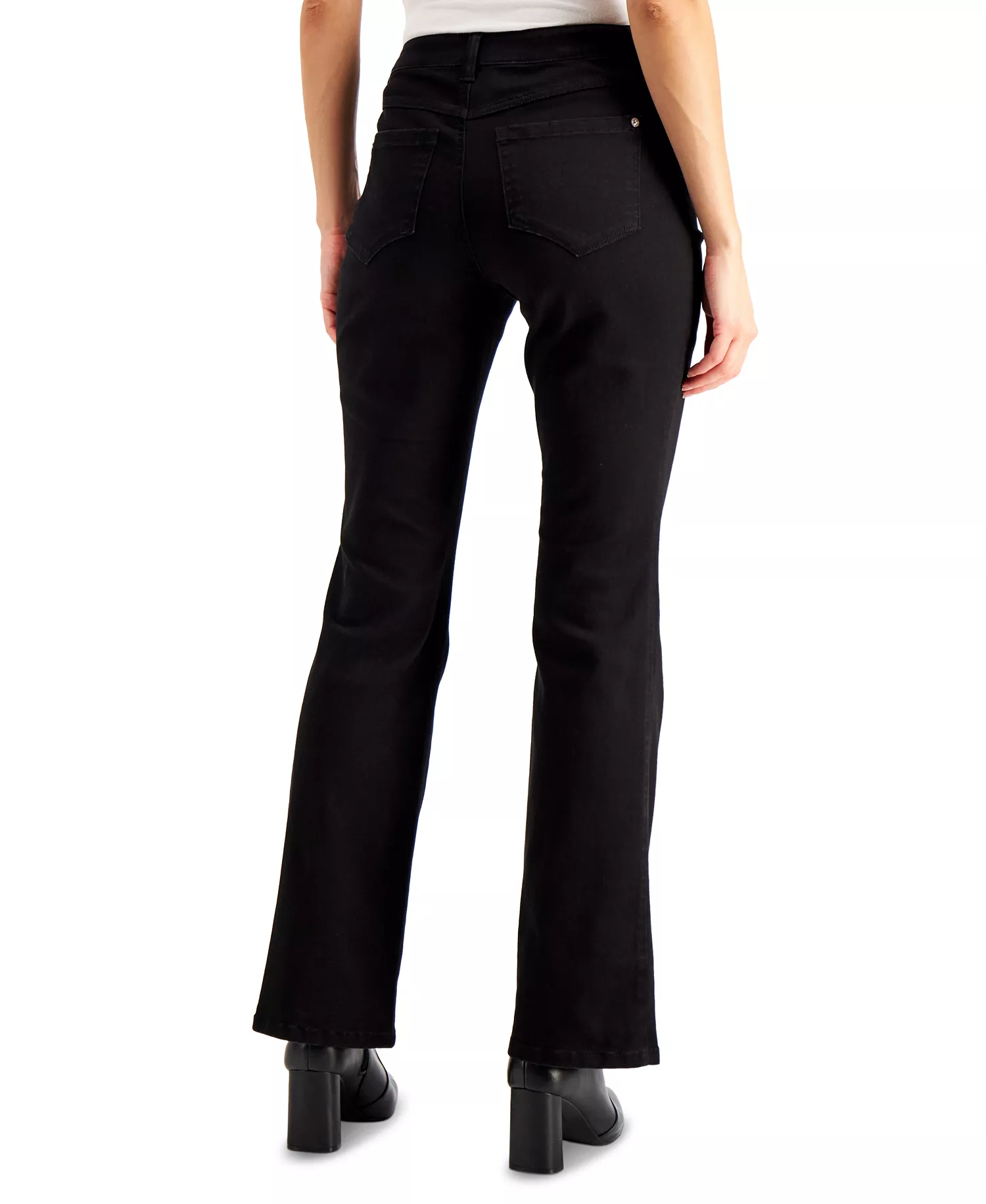 Petite Mid Rise Bootcut Jeans, Created for Macy's - Deep Black - 0P