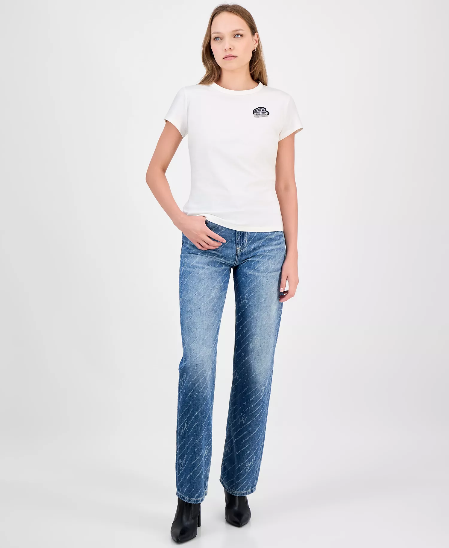 Women's Cowboy Hat Graphic T-Shirt - White - L