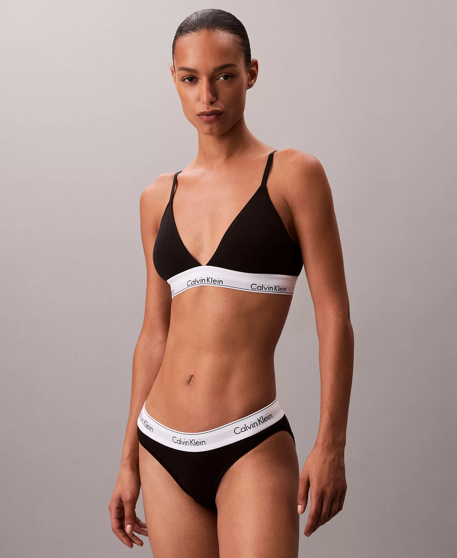 Women's Icon Cotton-Modal Lightly Lined Triangle Bralette QF8498 - Black - L