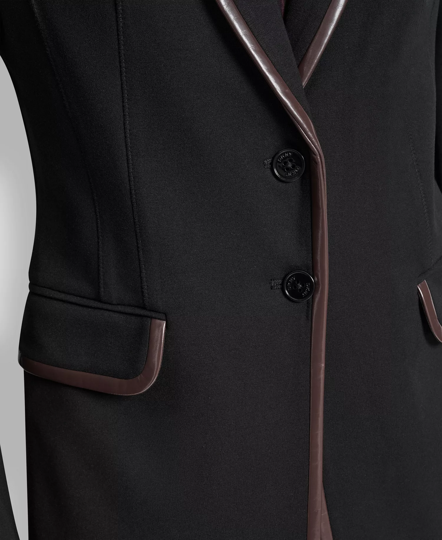 Petite 2-Button Notch Collar Ponte Jacket - Black - 14P