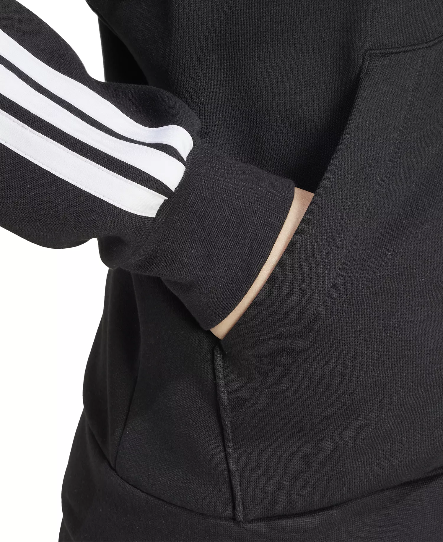Women's 3-Stripe Fleece Full Zip Hoodie - Black/white - L