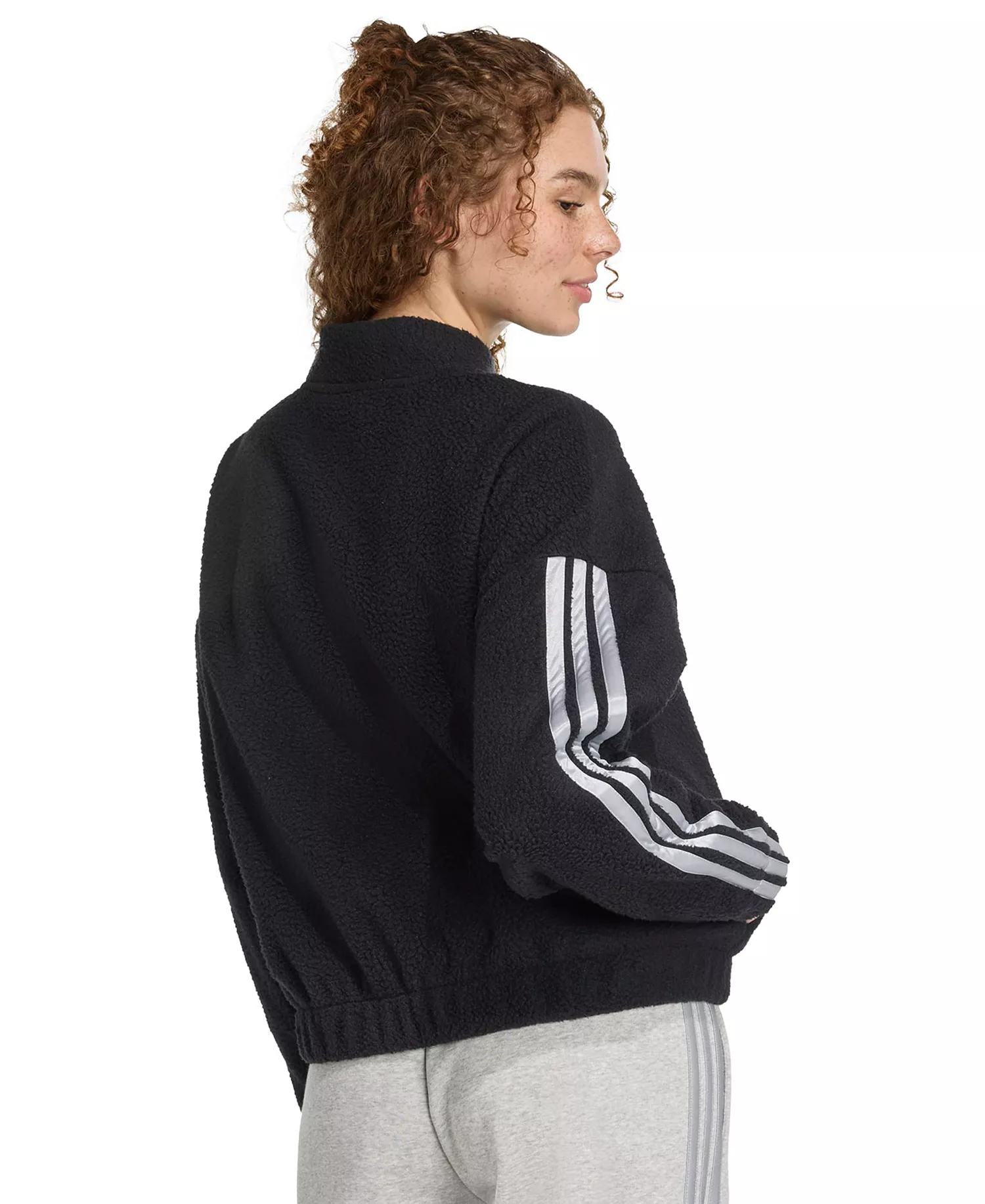 Women's Full Zip Loose Fit Jacket - Black/Silver Met - 2XL