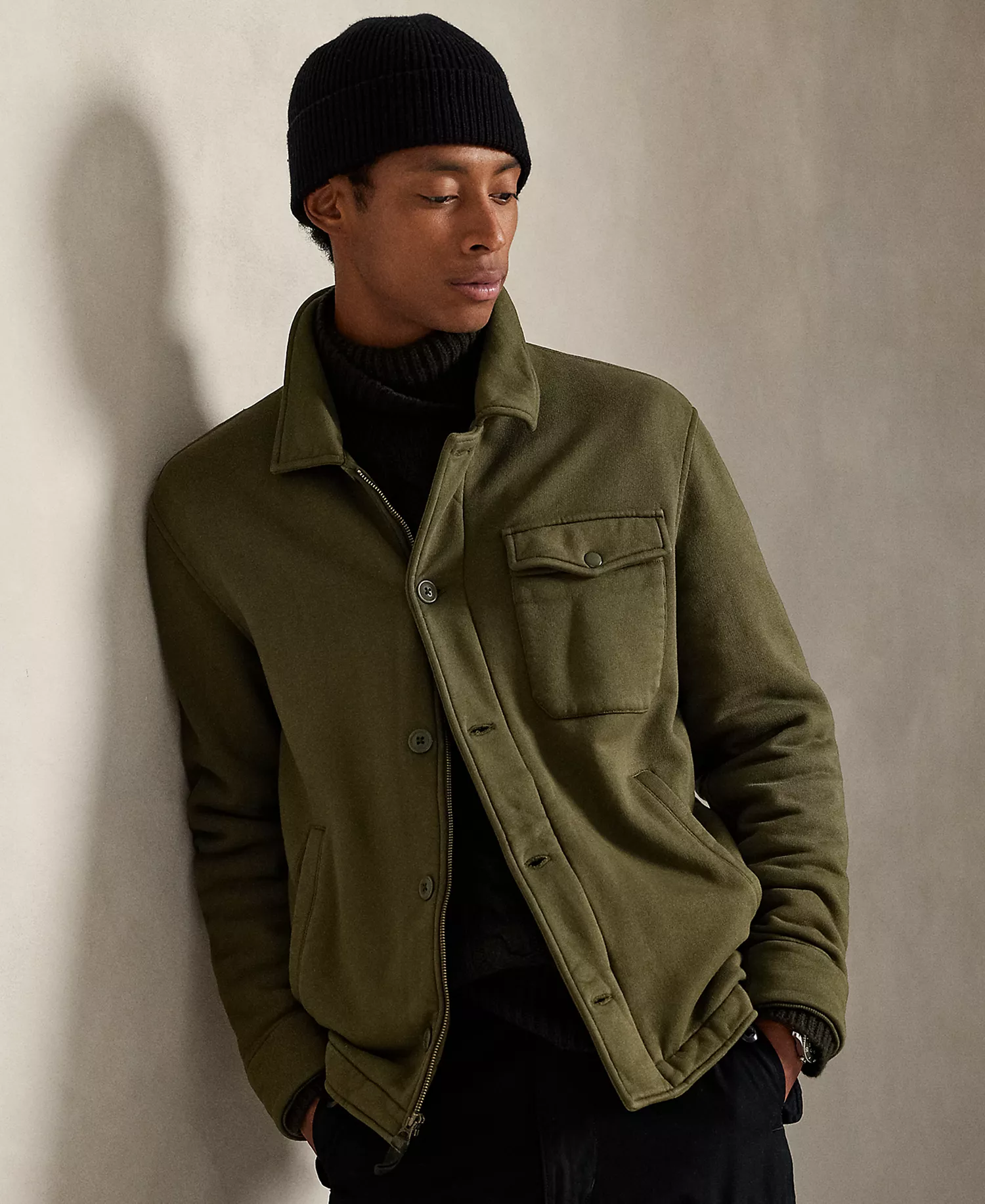 Men's Fleece Deck Jacket - Company Olive - XS