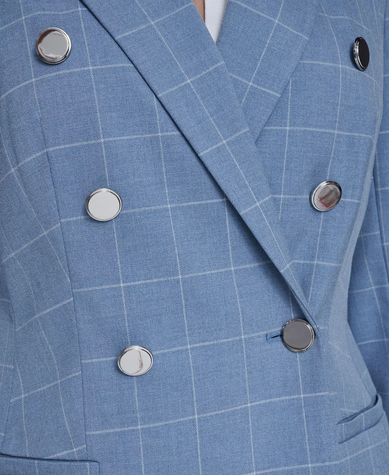 Women's Windowpane Double Breast Jacket, Sleeveless Collared Sweater, and Windowpane Modern Fit Pants - Light Flint/cream - 10