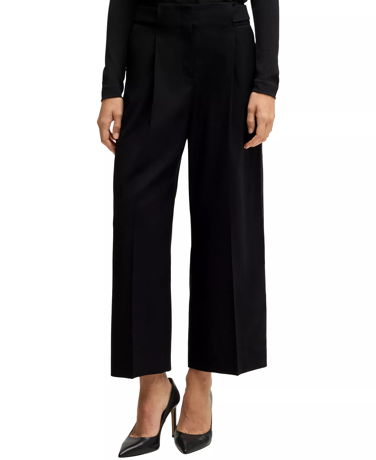 Women's Regular-Fit High-Waisted Trousers - Black - 6