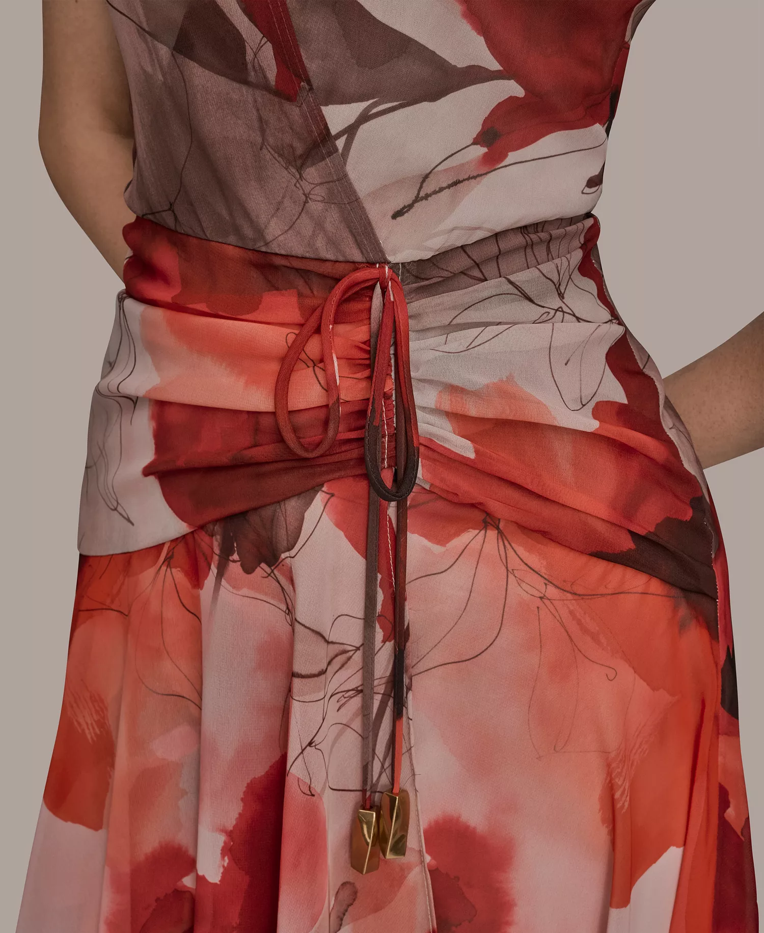 Women's Faux Wrap Floral A-Line Midi Dress - Pink - 10