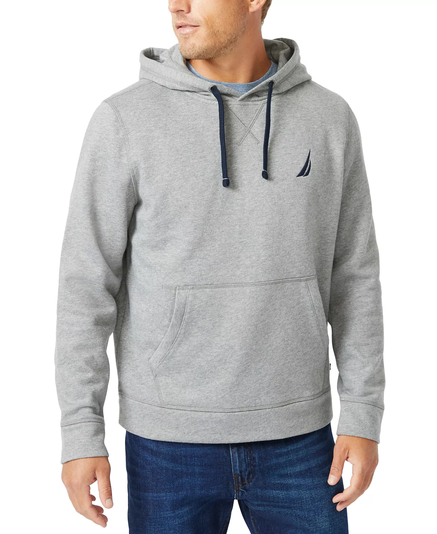 Men's Logo Fleece Hoodie - Stone Grey Heather - 3XL