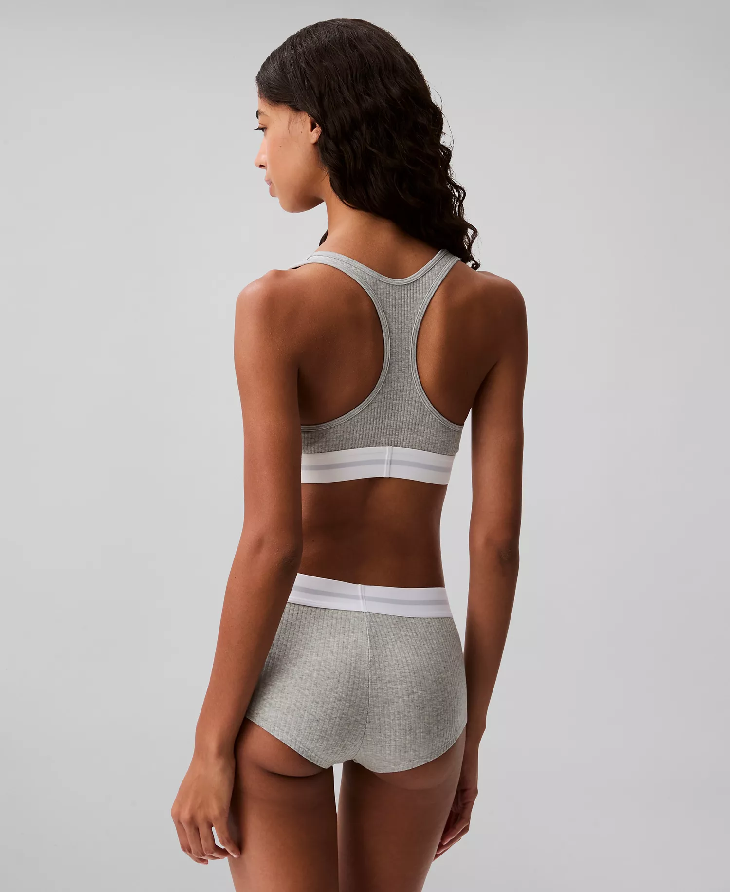 Women's Ribbed Boyshort Underwear QF8024 - Grey Heather - XL