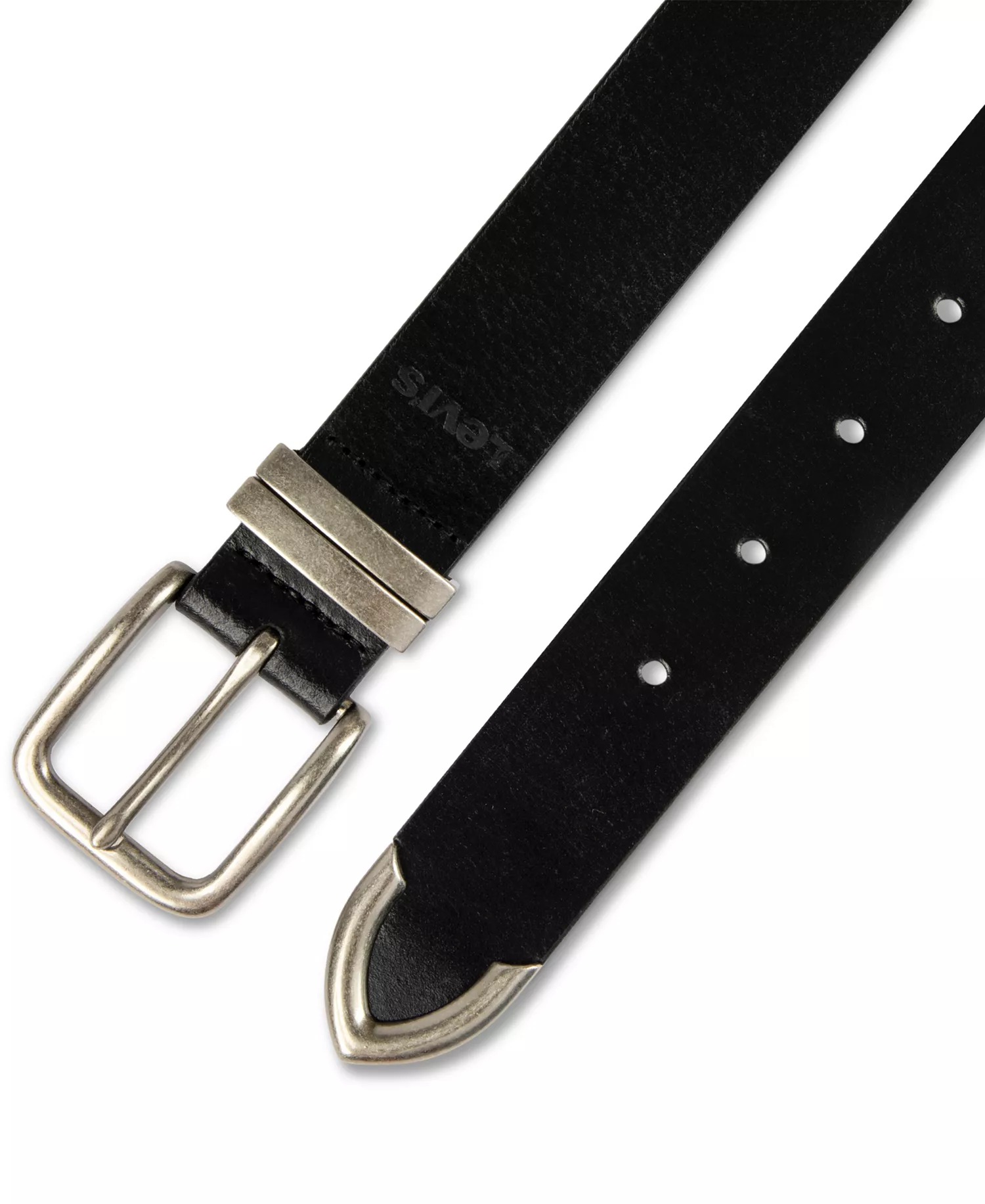 Casual Western Leather Belt - Black - L