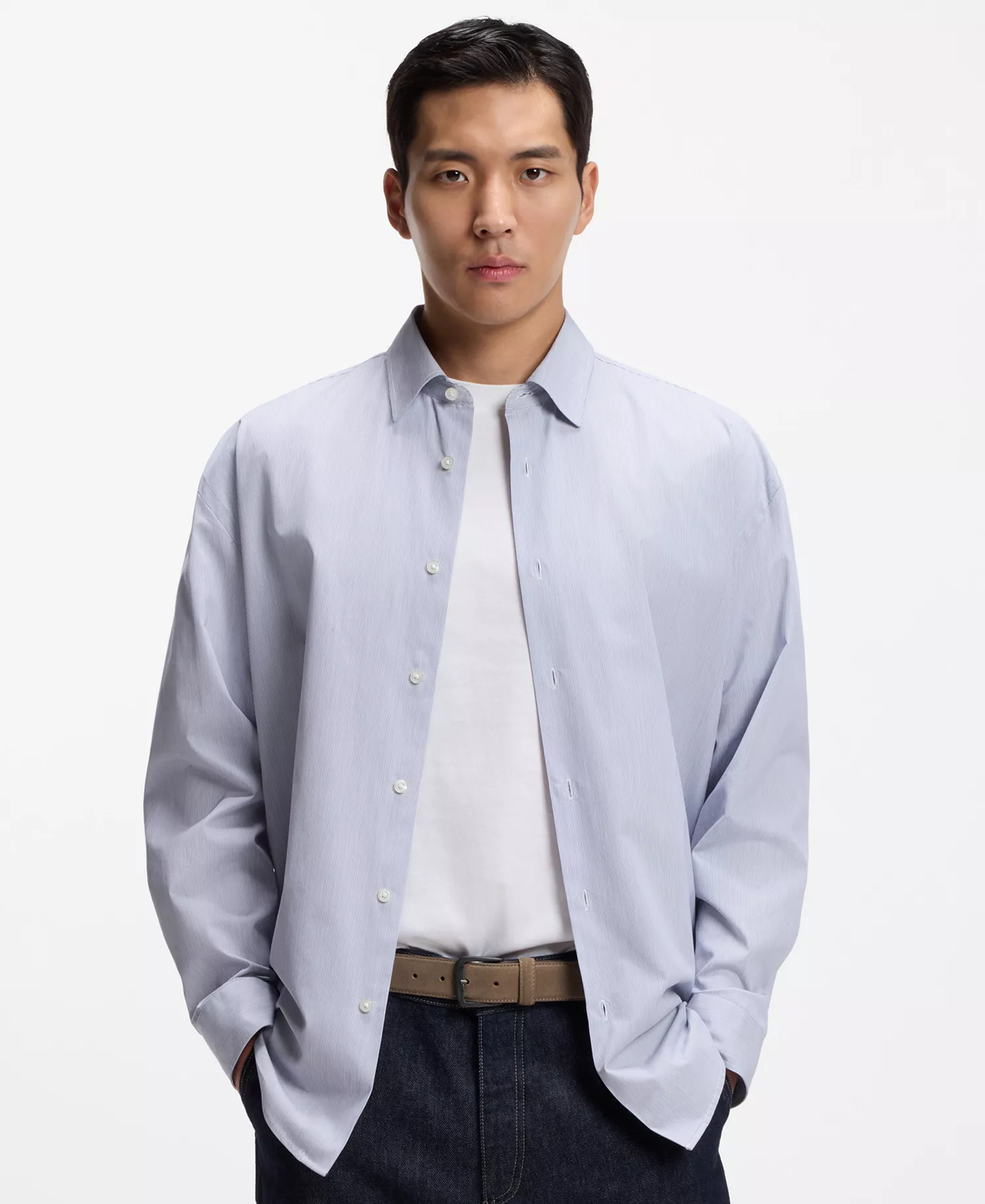 Men's Matt Coating Gunmetal Buckle Belt - Medium Beige - 30