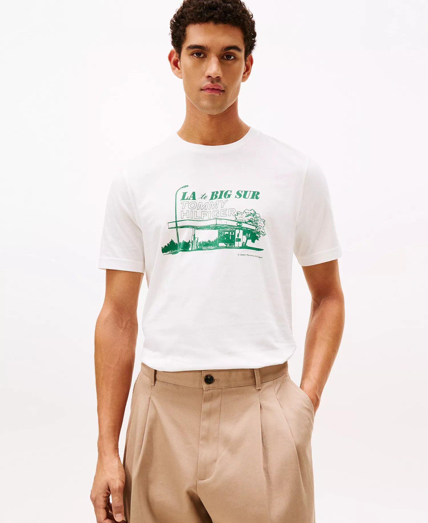 Men's Photo Print Graphic T-Shirt - White/Green - L