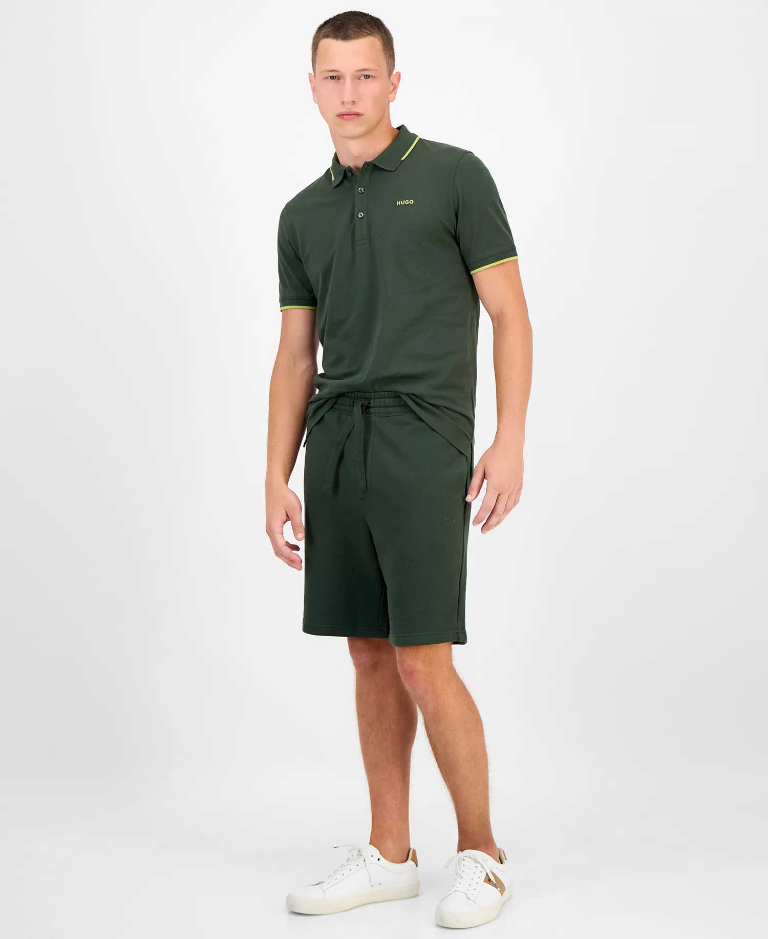 Hugo Boss Men's Dayono 9" Relaxed-Fit Drawstring Cotton French Terry Shorts - Dark Green - S