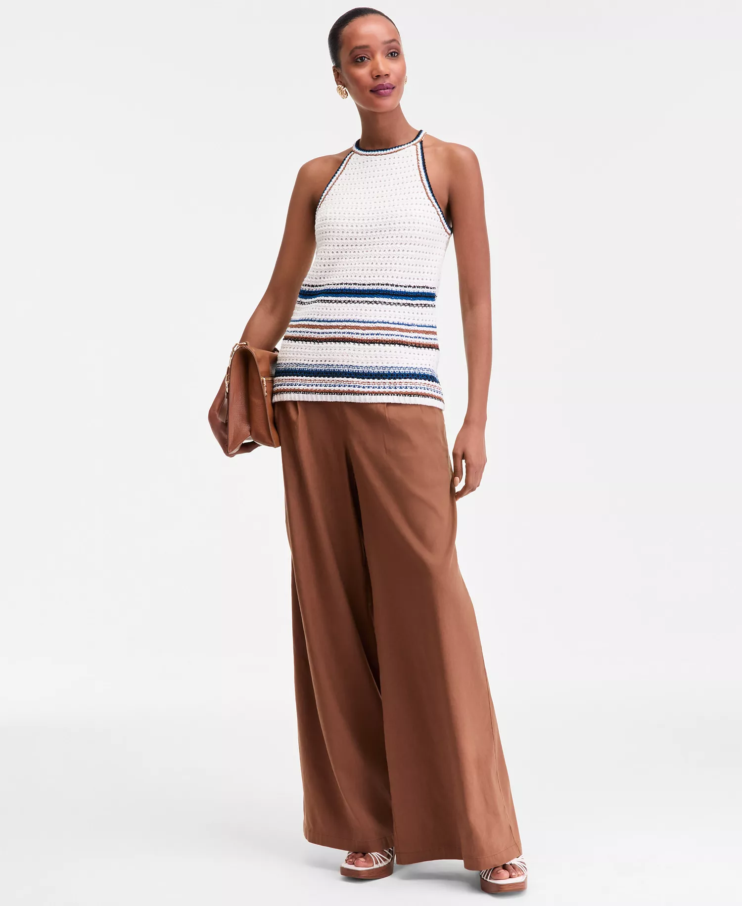 Women's Sleeveless Crochet Sweater, Macy's Exclusive - Wash Whit Combo - L